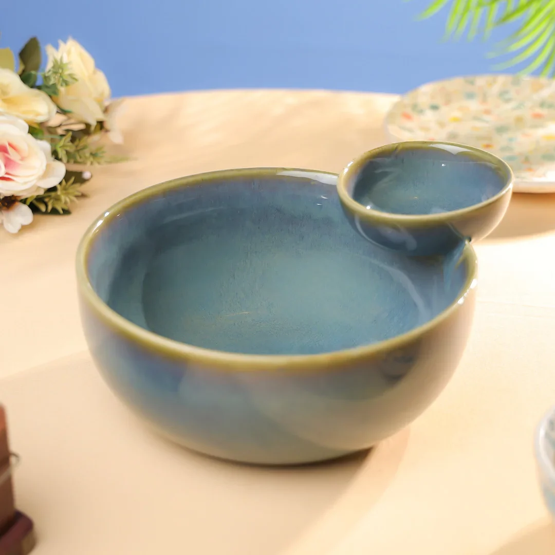 9" Studio Pottery Glossy Dip & Bowl Set - Image 3