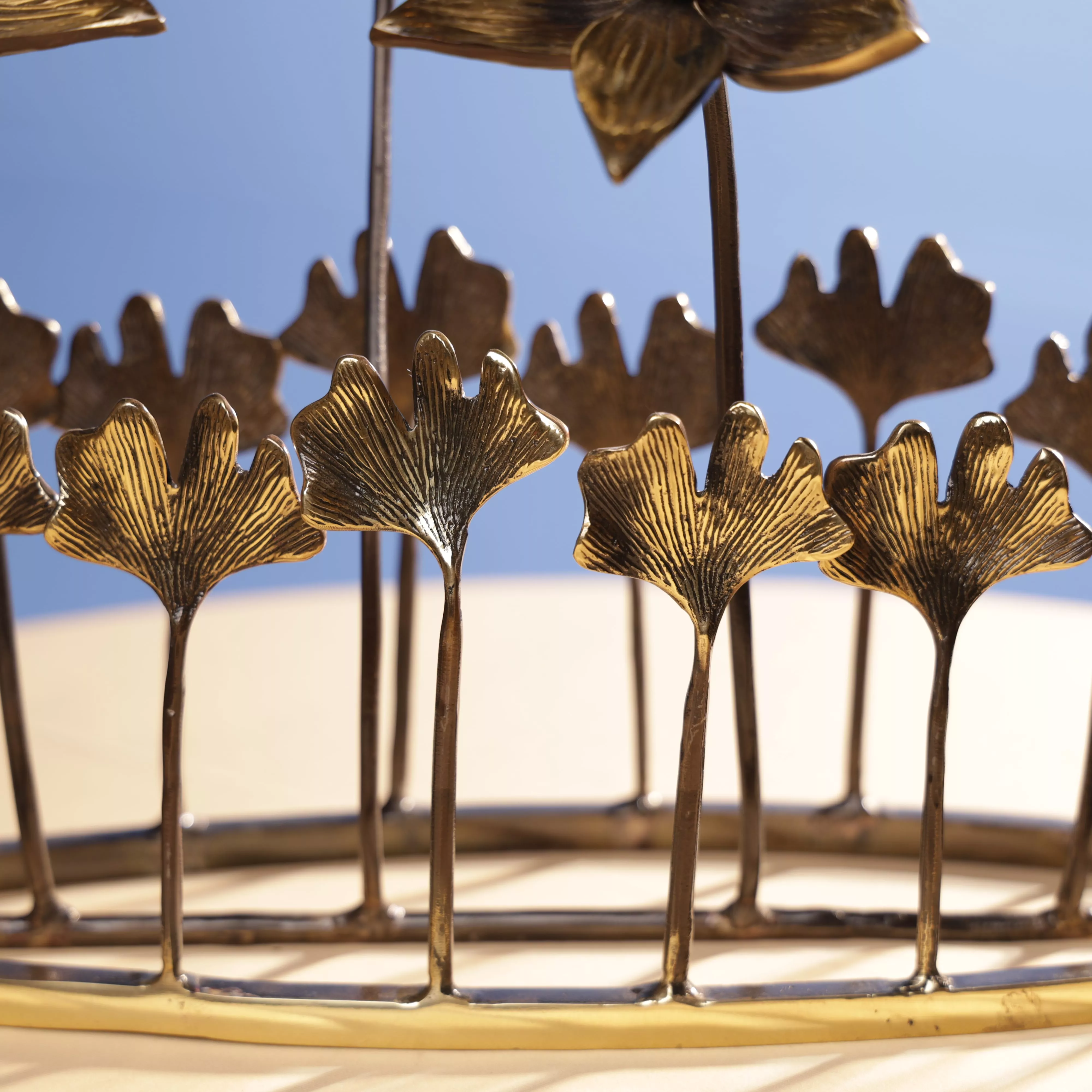 Antique Finish Brass Lotus Flowers Bouqet Oval Table Decor - Image 5