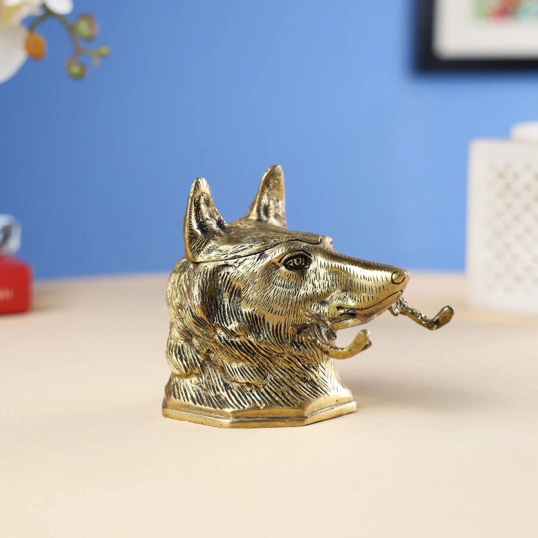 Antique Finish Dog Ink Pot - Image 2