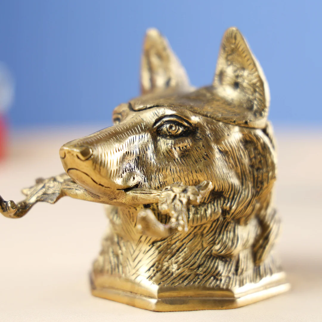 Antique Finish Dog Ink Pot - Image 4