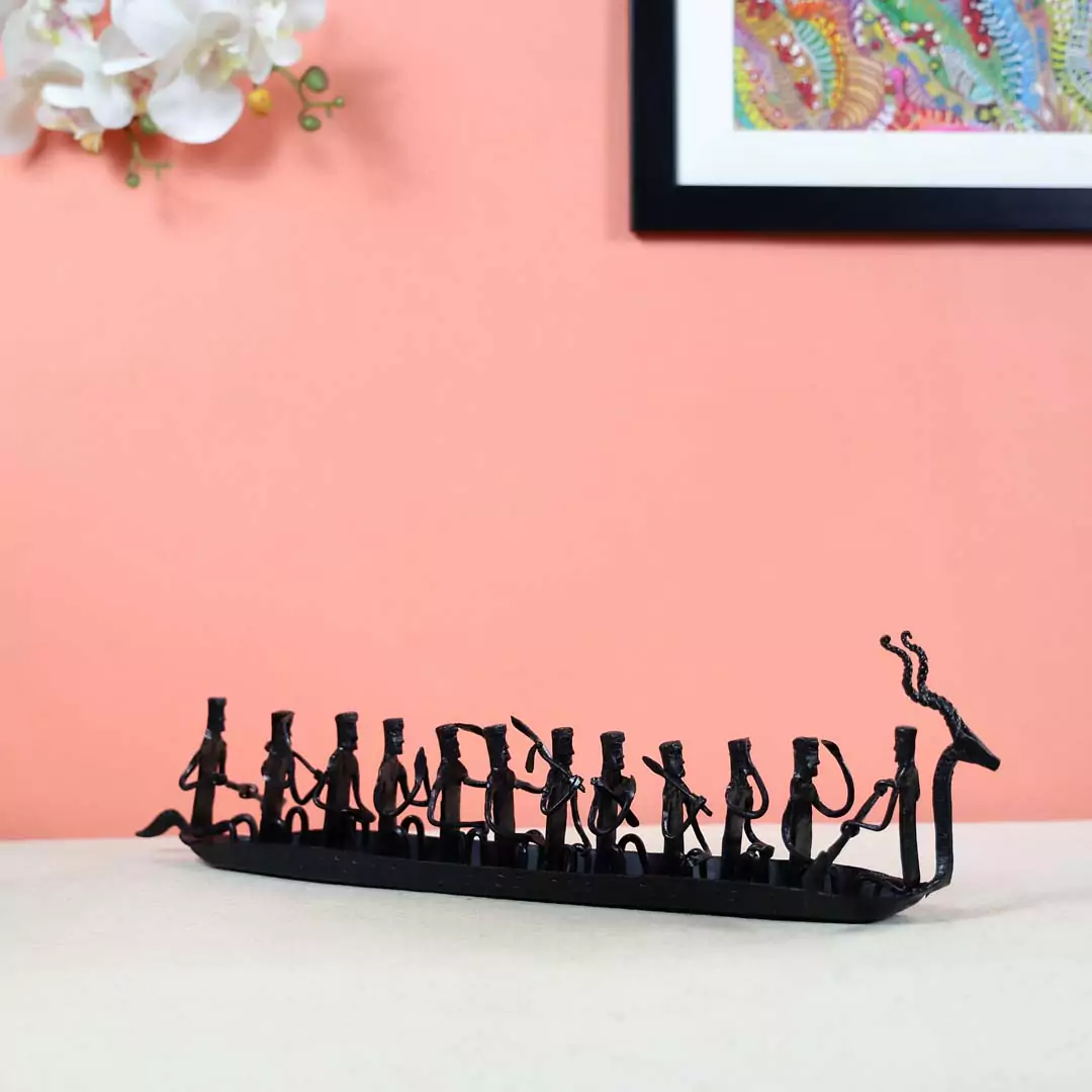 Bastar Art Tribal Racing Boat Table Decor - Image 5