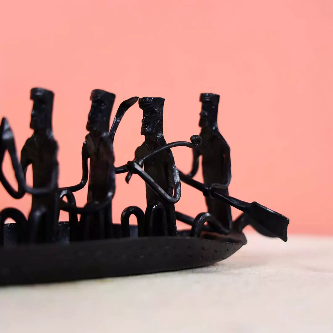 Bastar Art Tribal Racing Boat Table Decor - Image 6