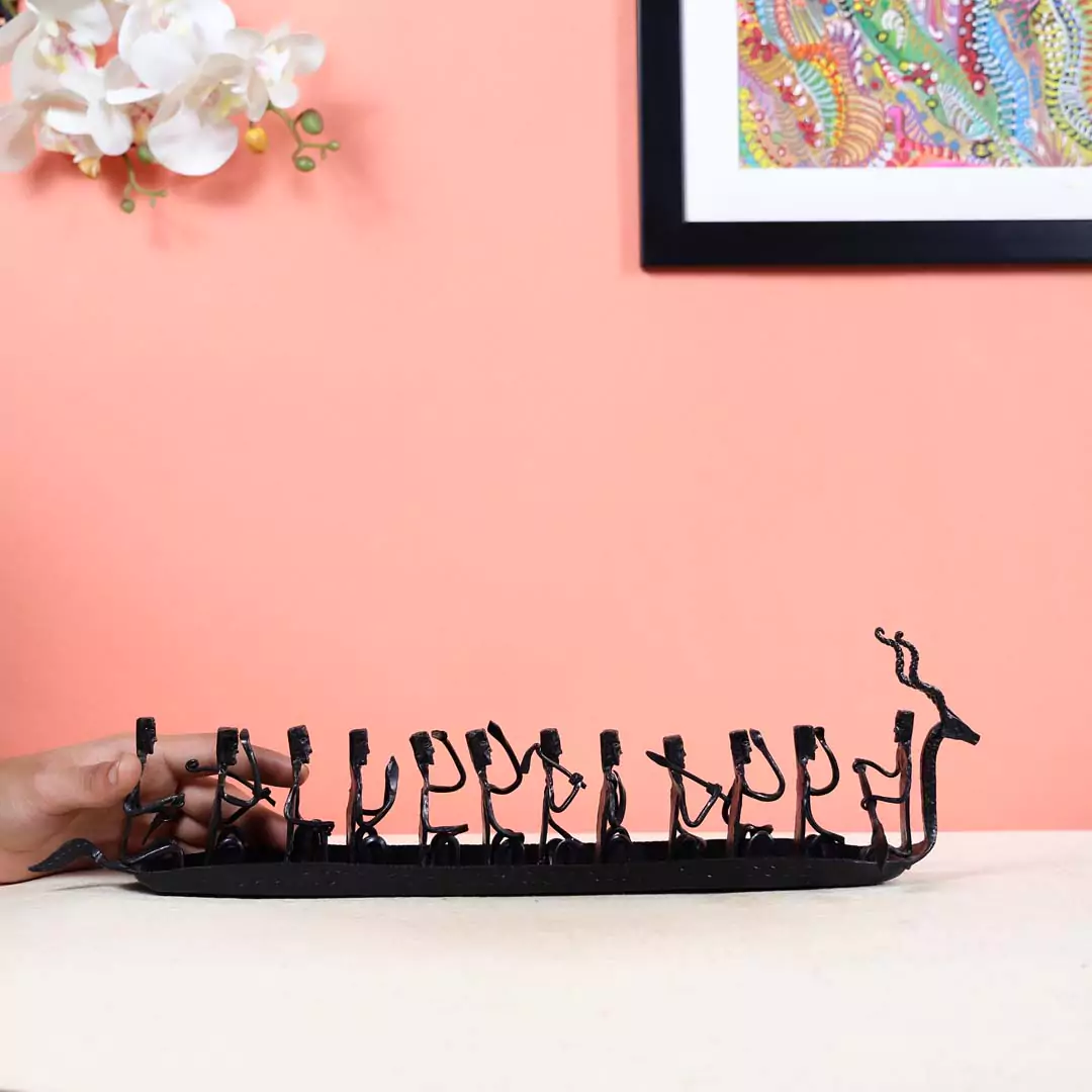 Bastar Art Tribal Racing Boat Table Decor - Image 7