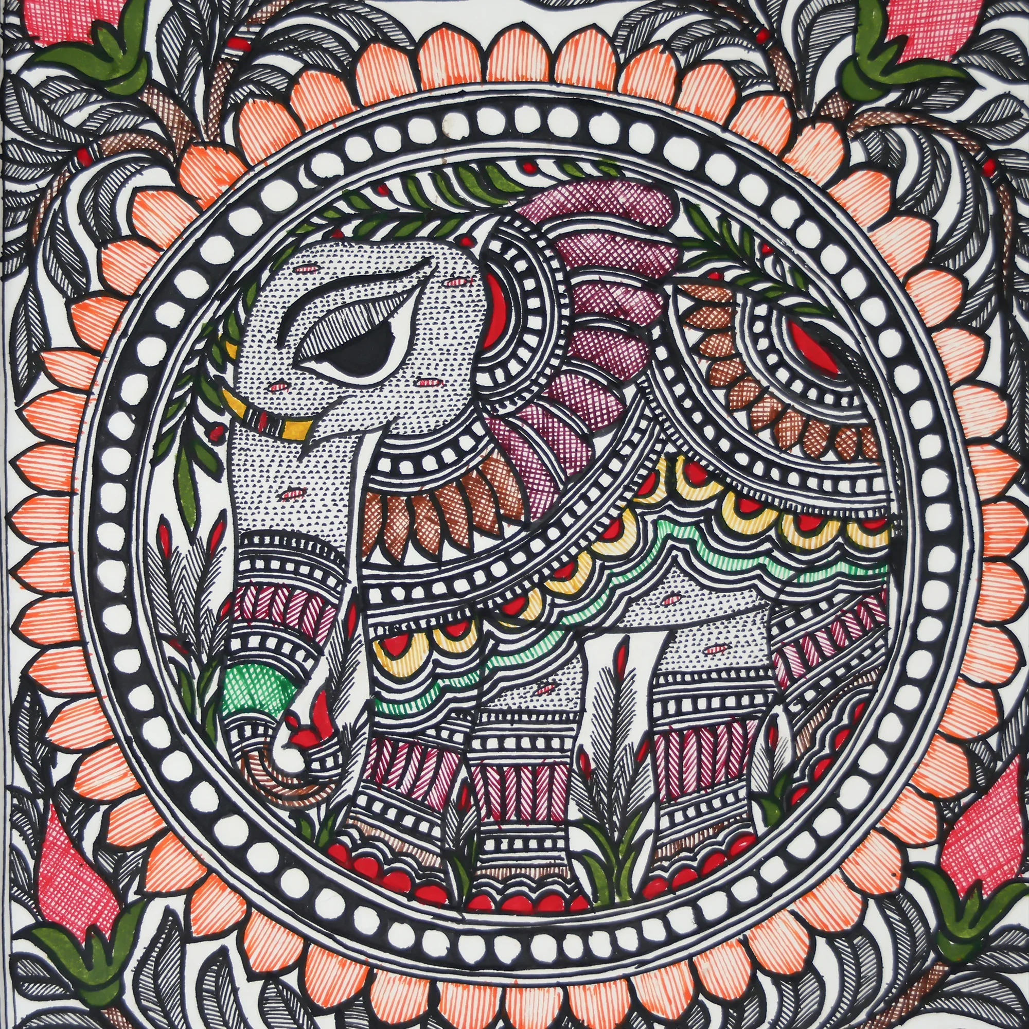 Beautiful Hand-Painted Elephant Wall Art With Intricate Design - Image 2