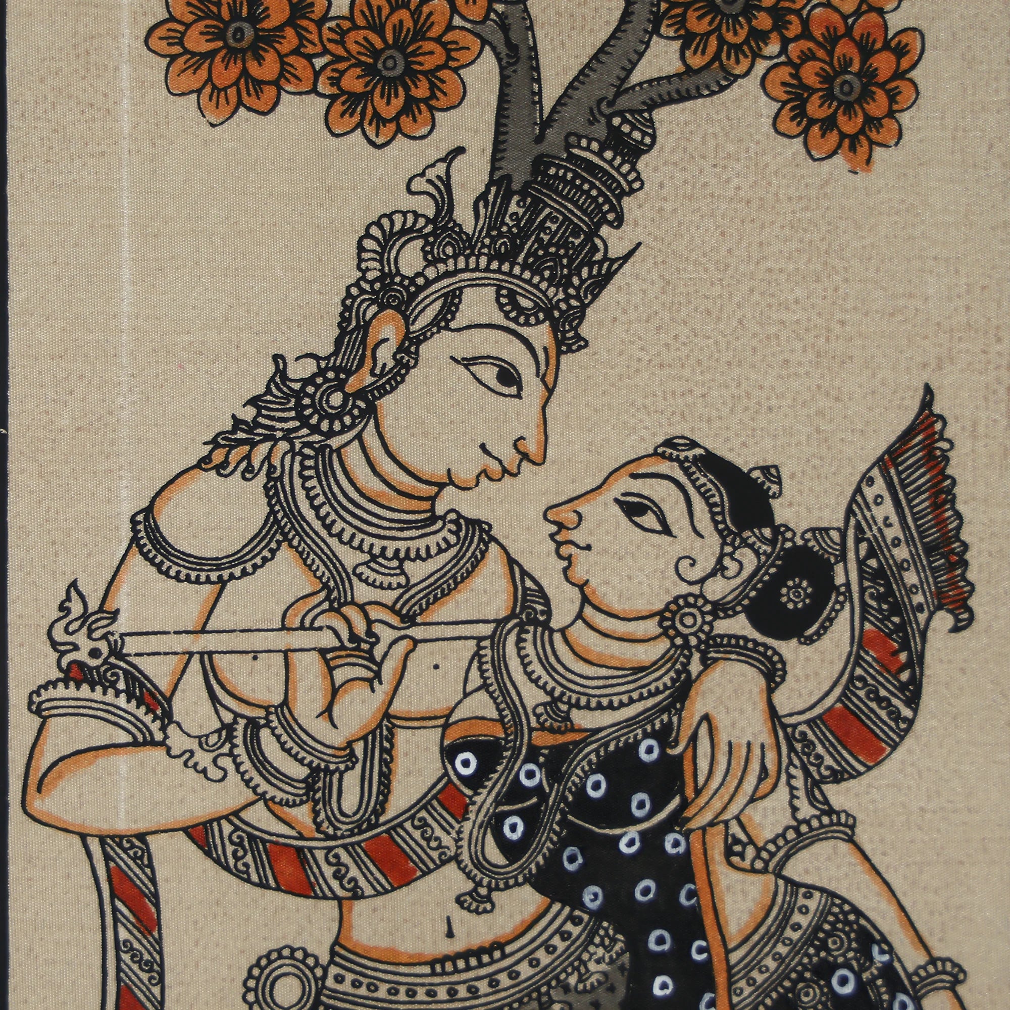 Beautiful Radha Krishna Hand-Painted Wall Art With Nature - Image 2