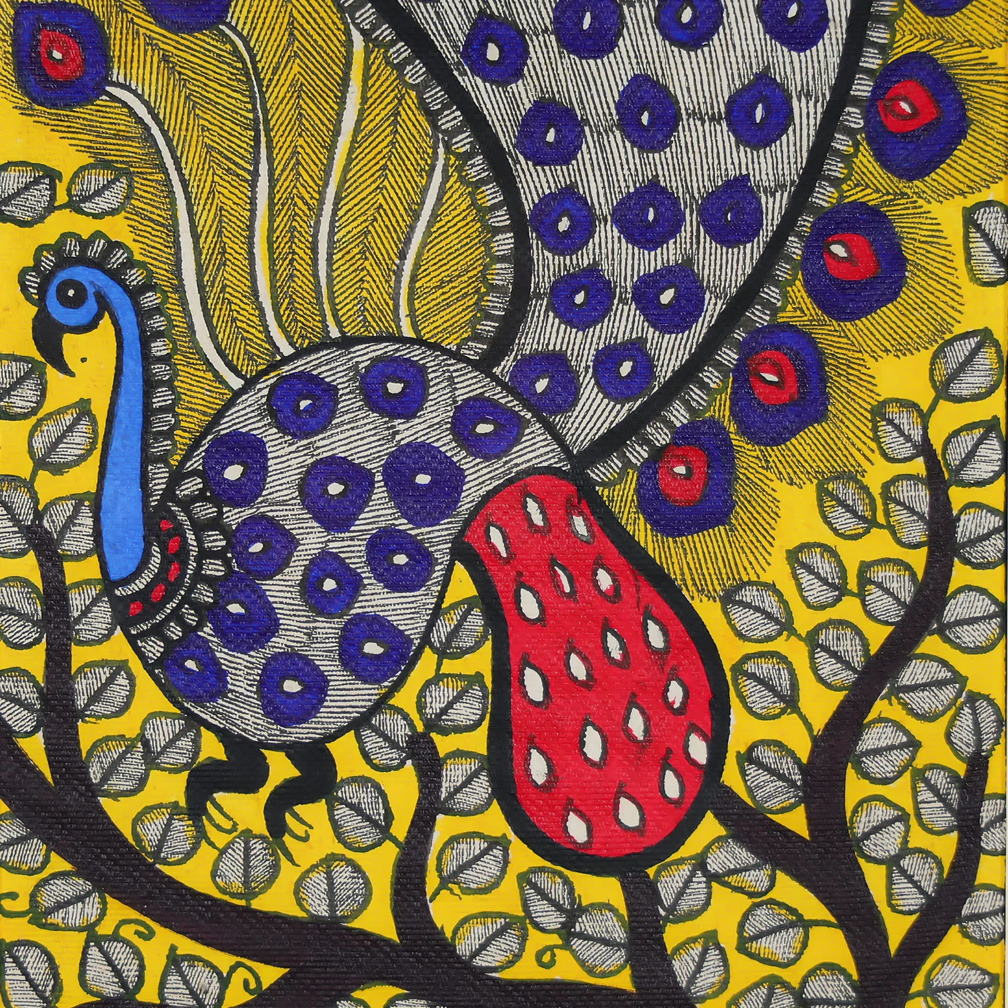 Bold Hand-Painted Peacock Art With Unique Detailing - Image 2