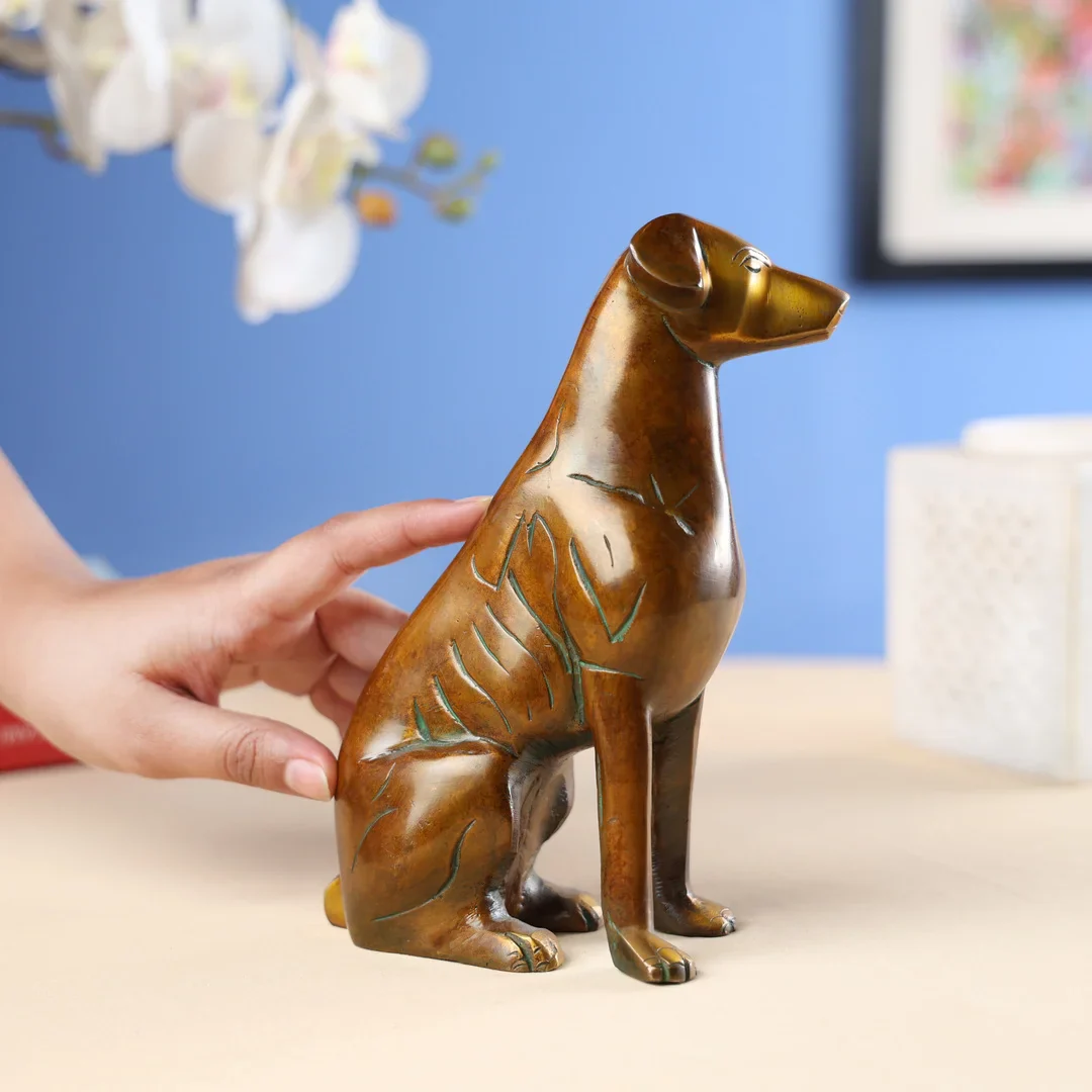Brass Antique Brown Dog - Image 3