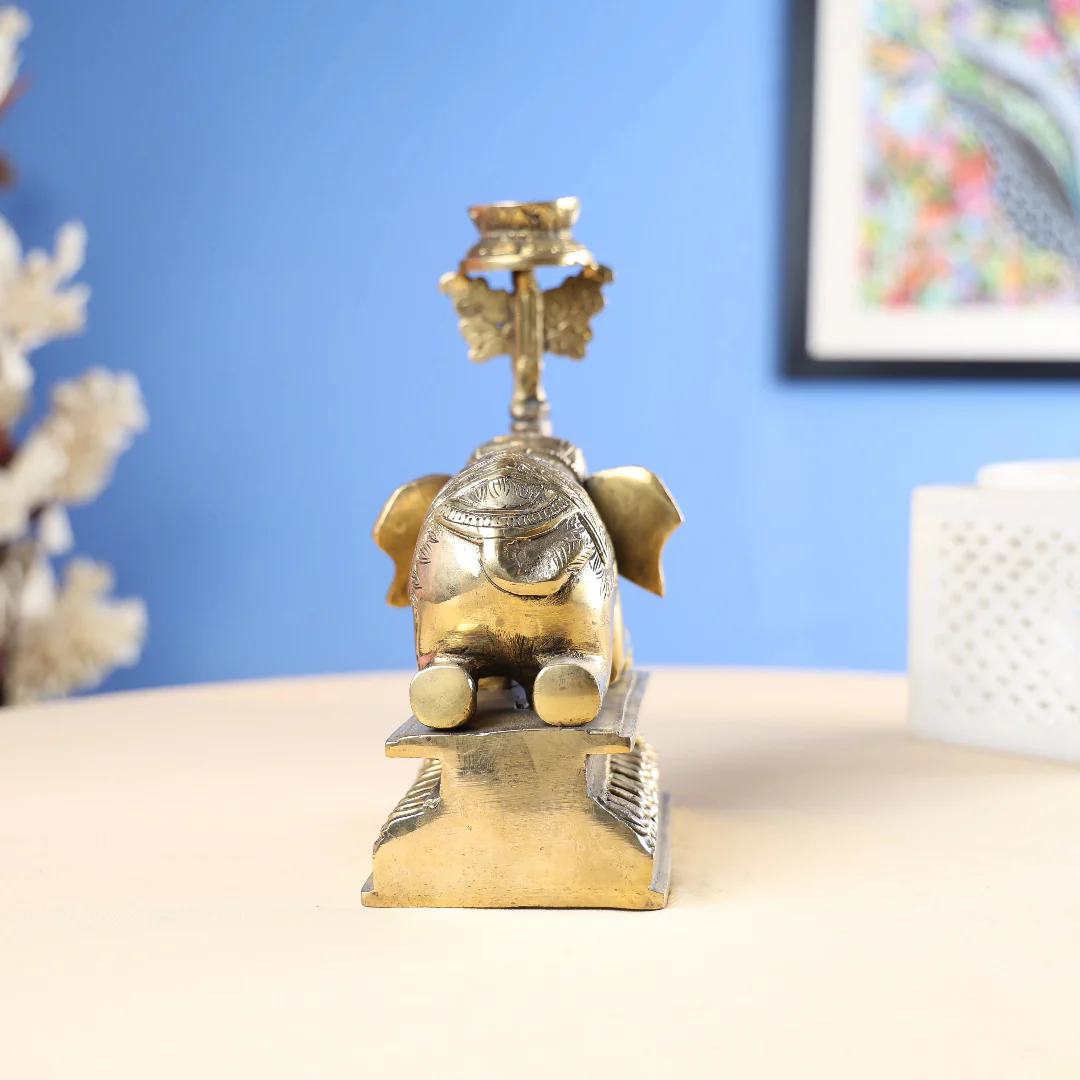 8.5" Brass Antique Elephant - Image 3