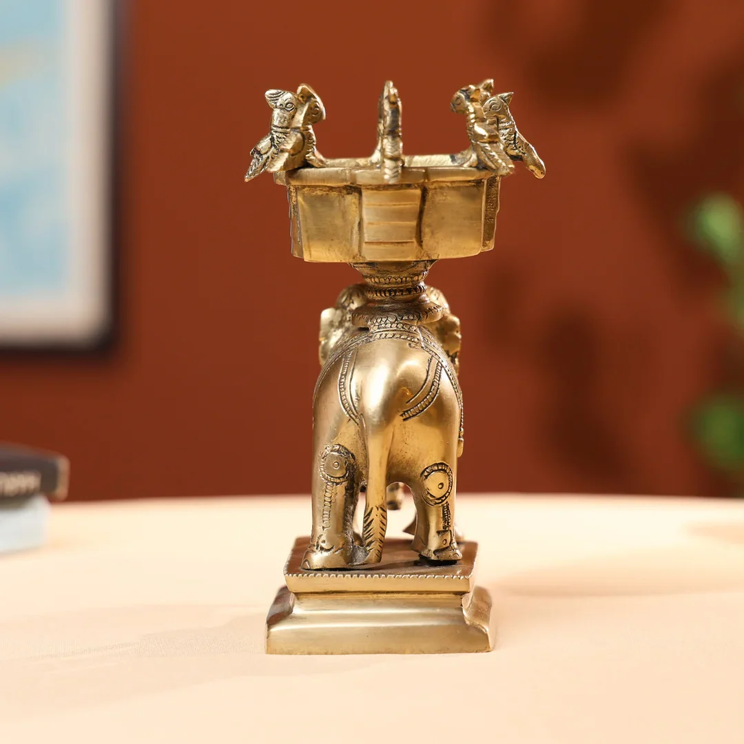 Brass Antique Elephant Hawan Kund - Image 2