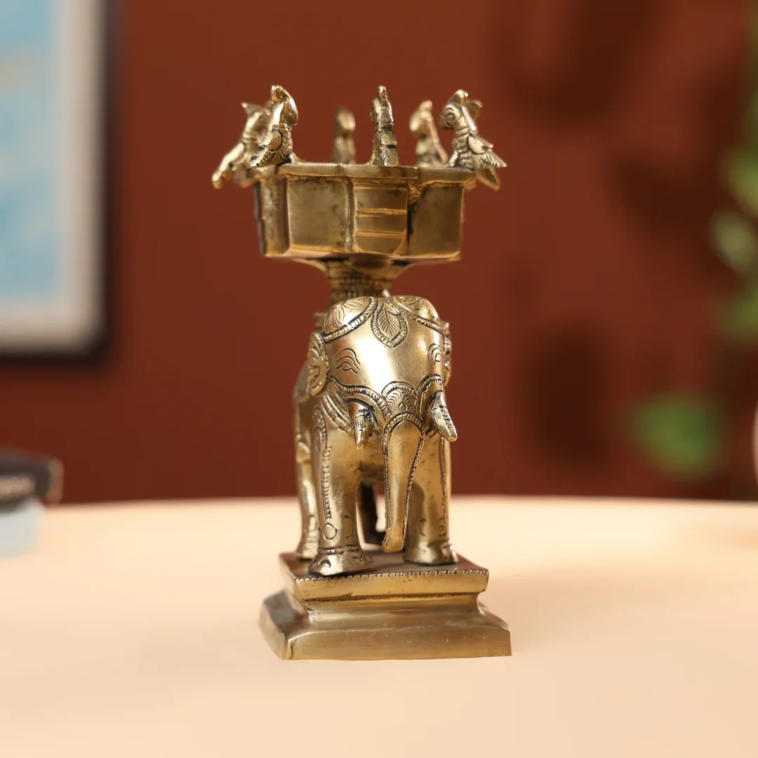Brass Antique Elephant Hawan Kund - Image 4