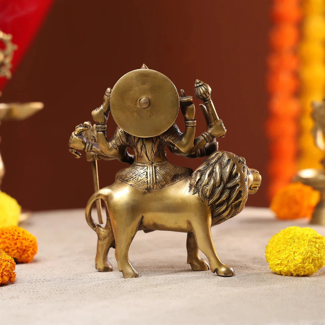 Brass Antique Goddess Durga - Image 3