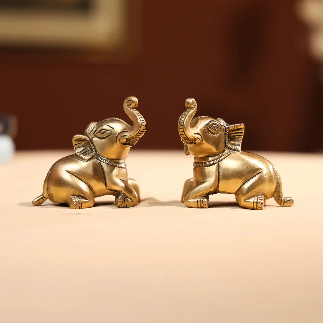 Brass Baby Elephant Pair