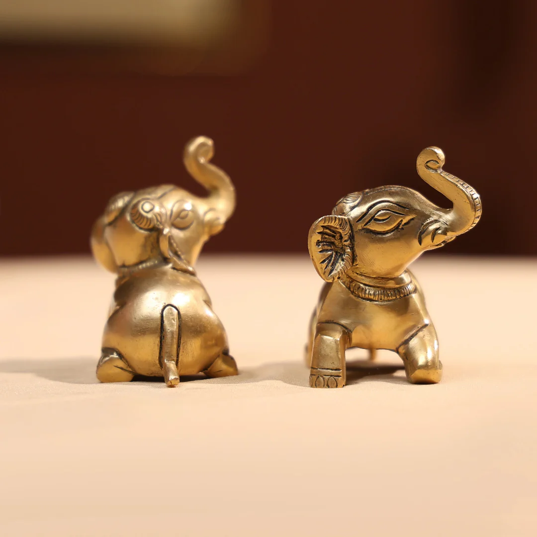 Brass Baby Elephant Pair - Image 2