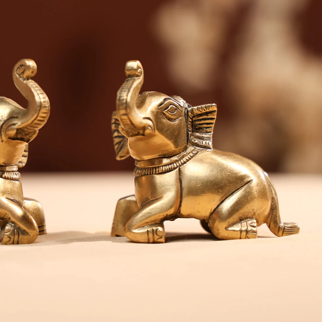 Brass Baby Elephant Pair - Image 3