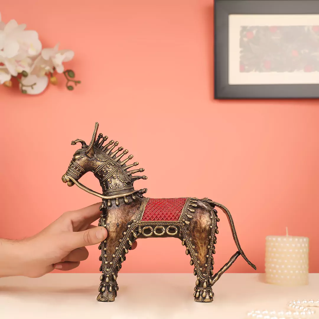 Brass Dhokra Horse - Image 4