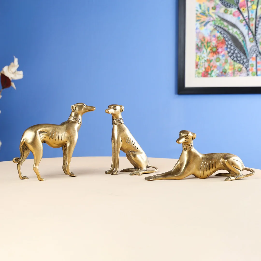 Brass Dog Family Set Of Three