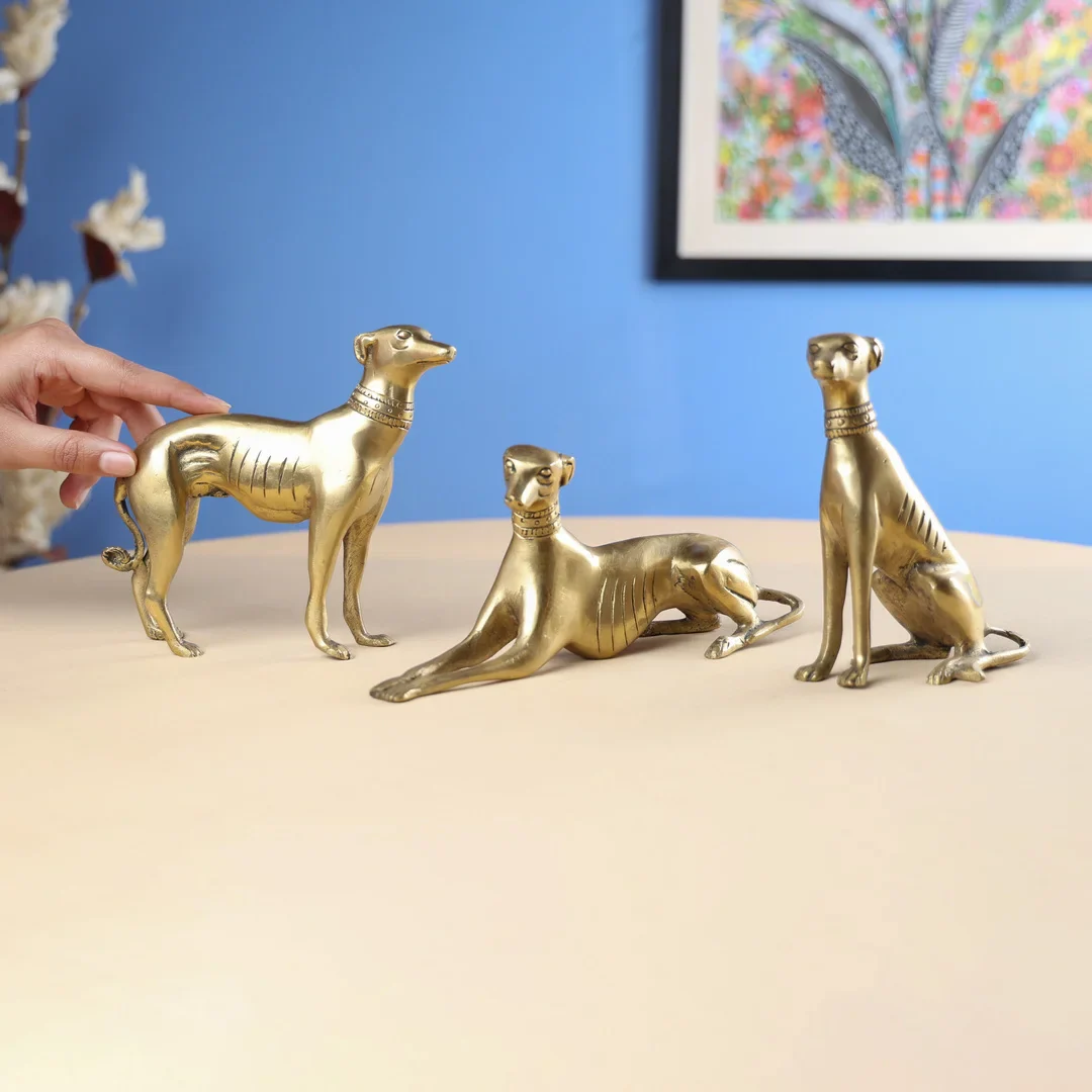 Brass Dog Family Set Of Three - Image 4