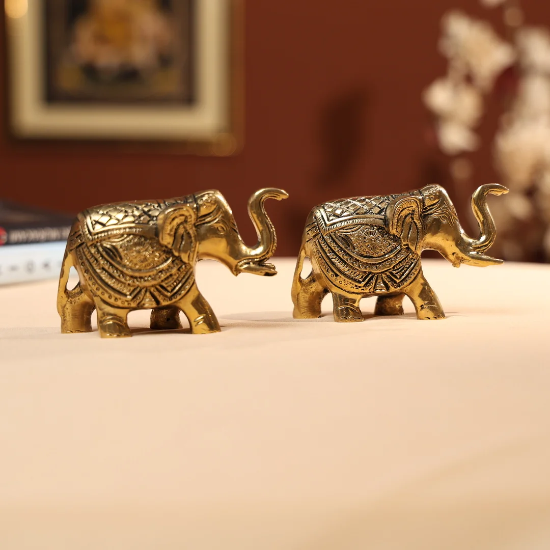 Brass Elephant Pair