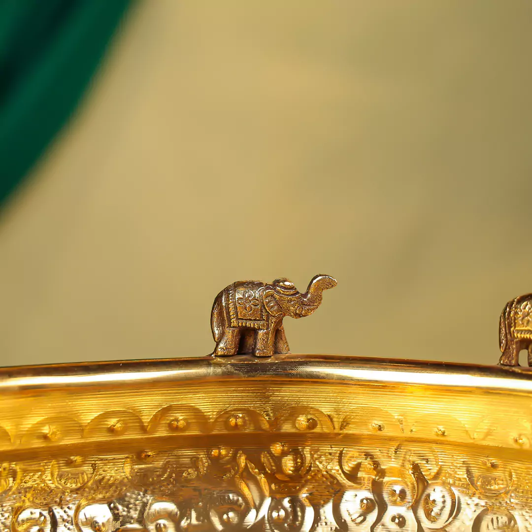 Designer Brass Elephant Urli - Image 3