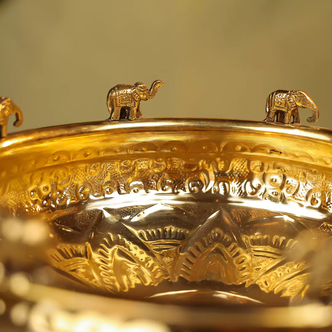 Designer Brass Elephant Urli - Image 4
