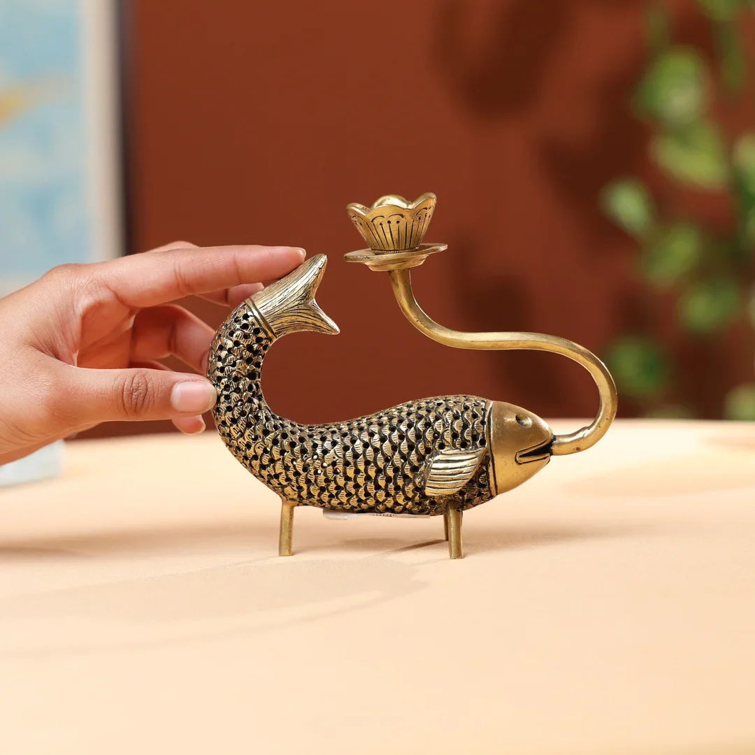 Brass Fish Candle Holder - Image 2