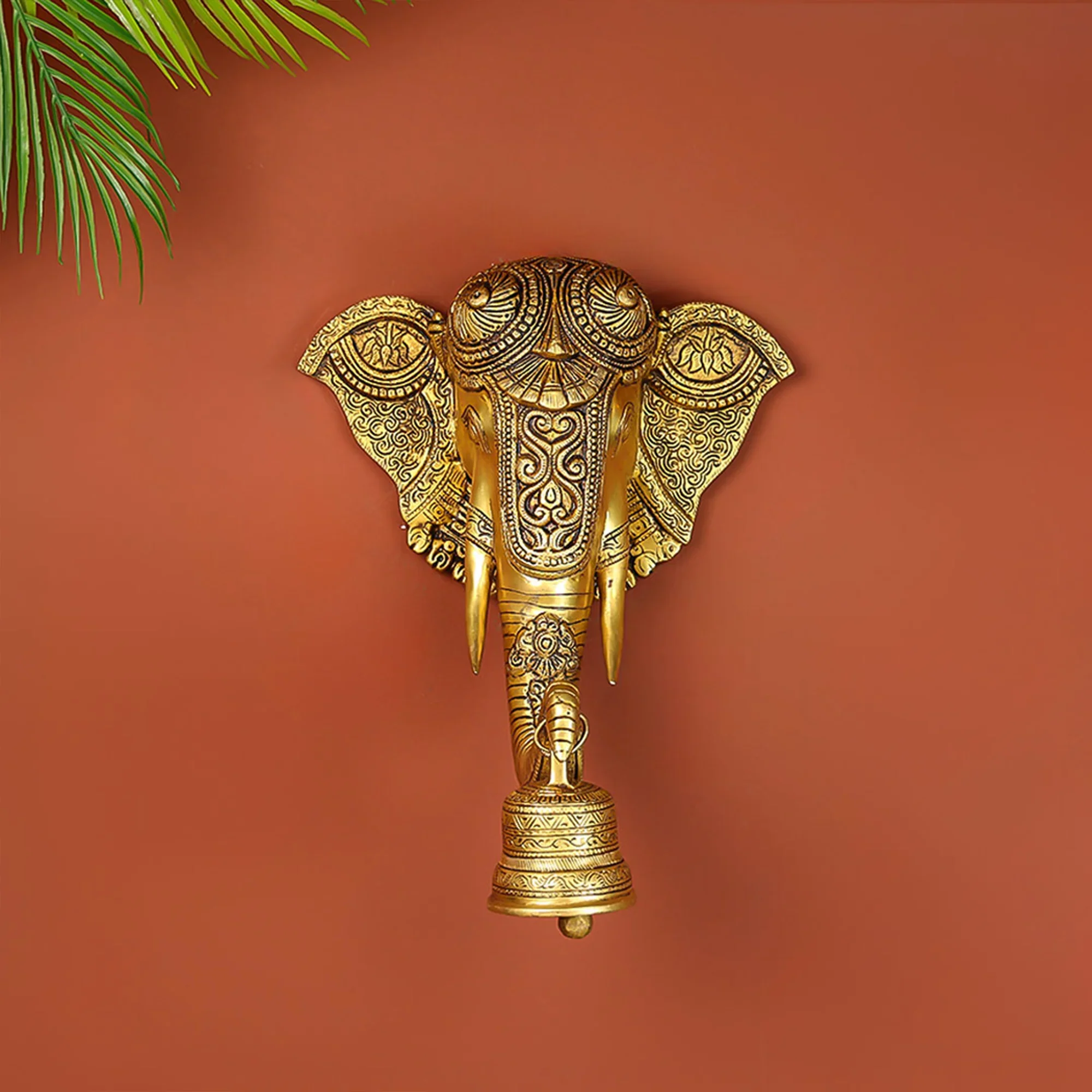 Brass Ganesha Wall Hanging With Bell