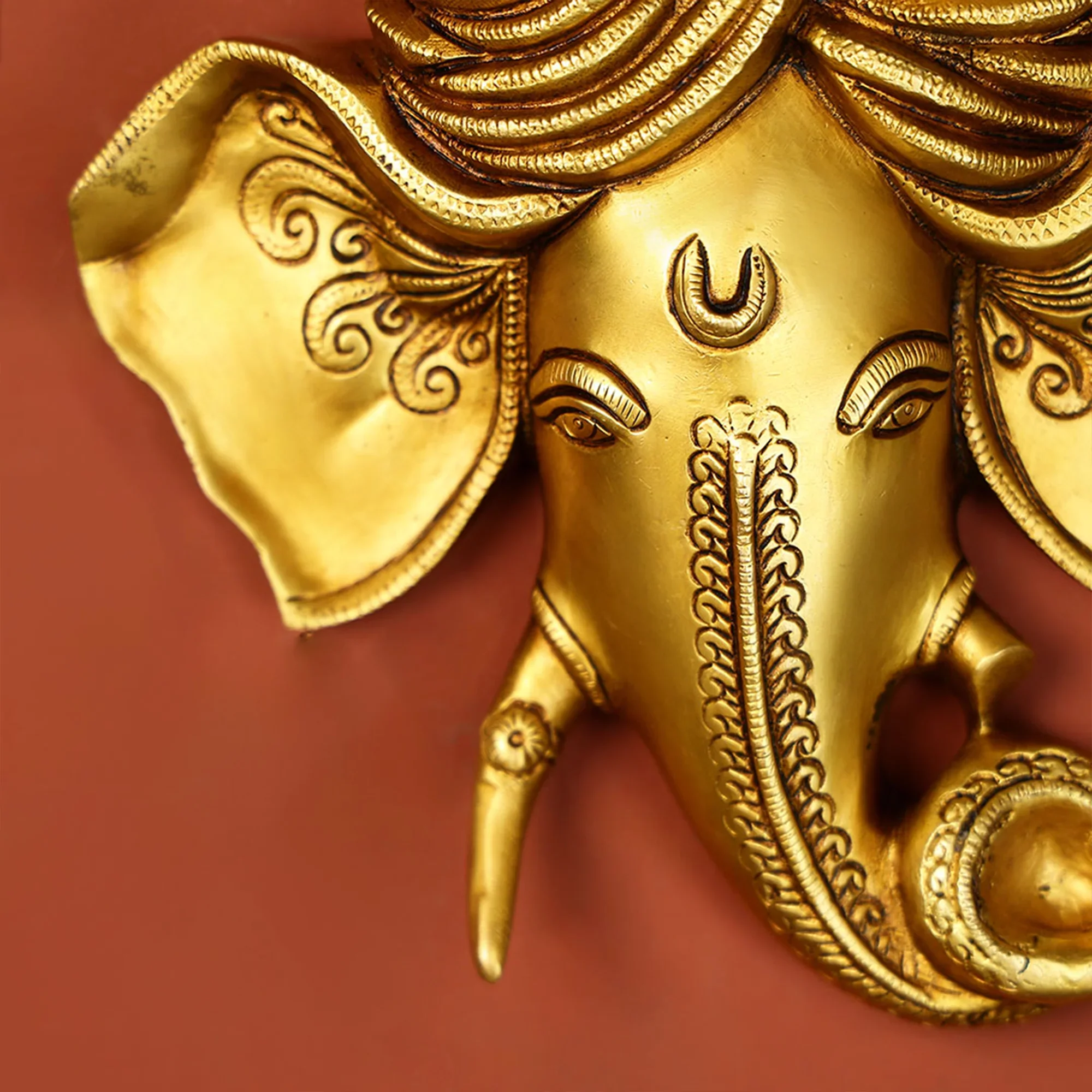 Brass God Ganesha Mask Wall Hanging - Image 2