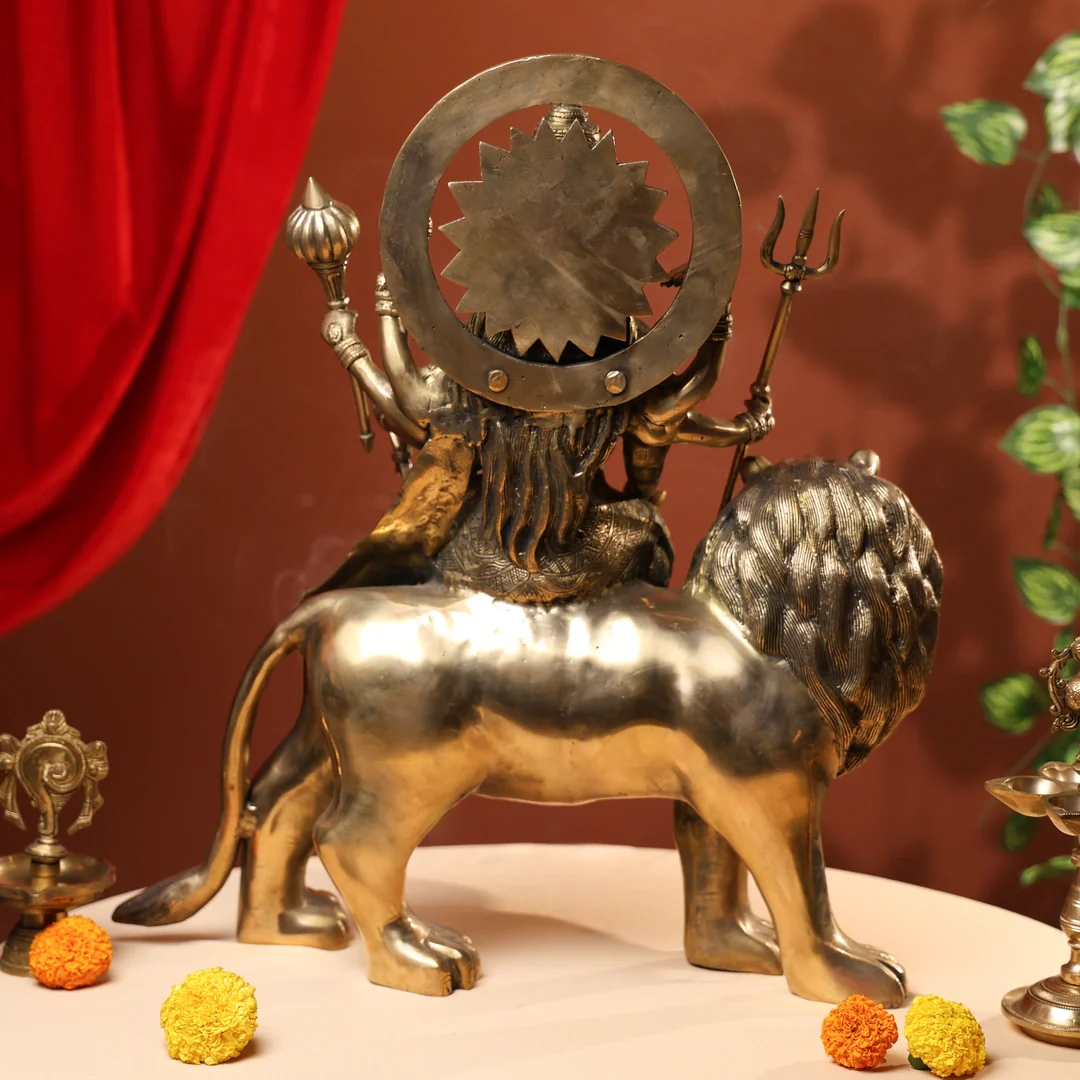 Brass Goddess Durga Antique Idol - Image 4
