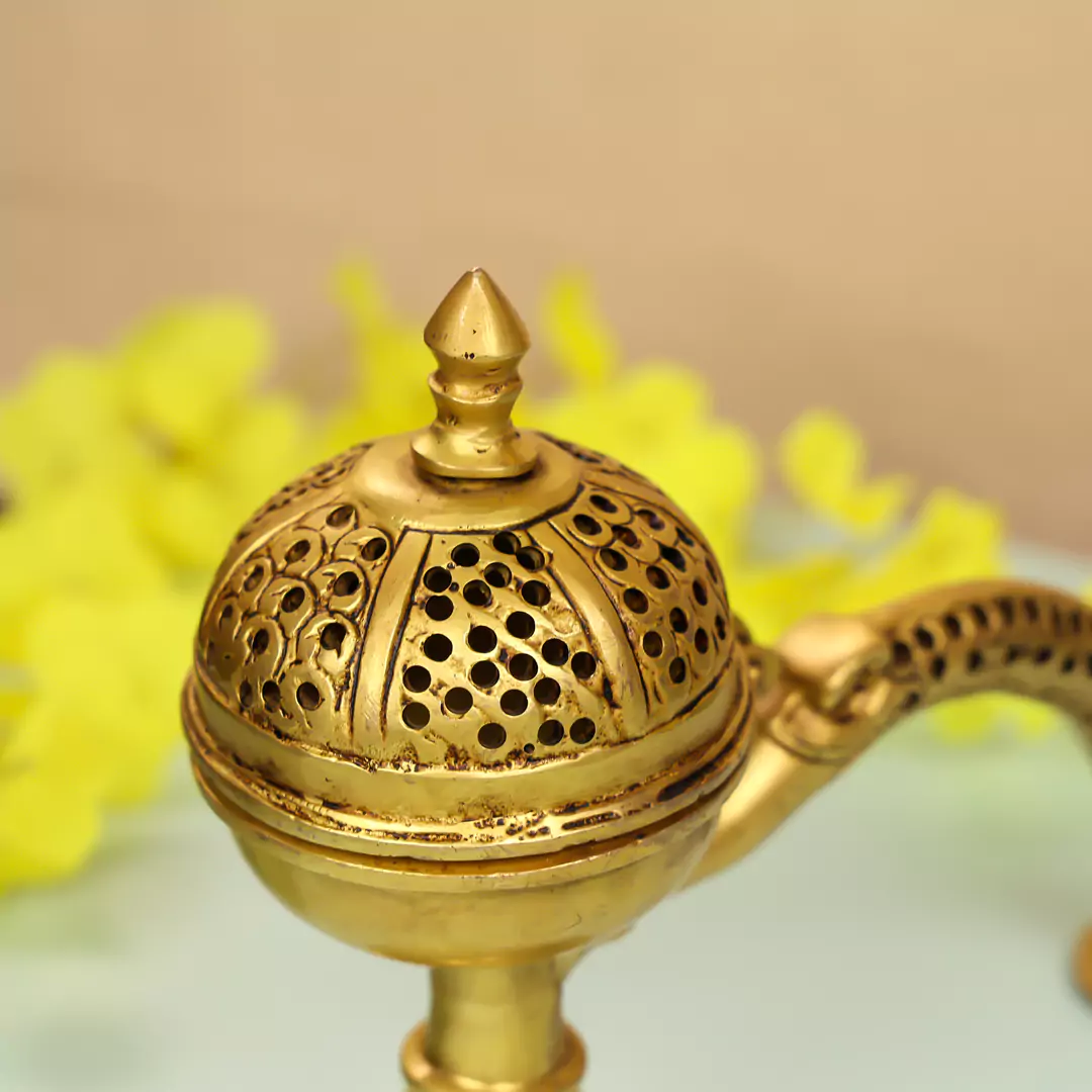 5" Brass Handle Incense Holder Loban Dhoop Dani - Image 5