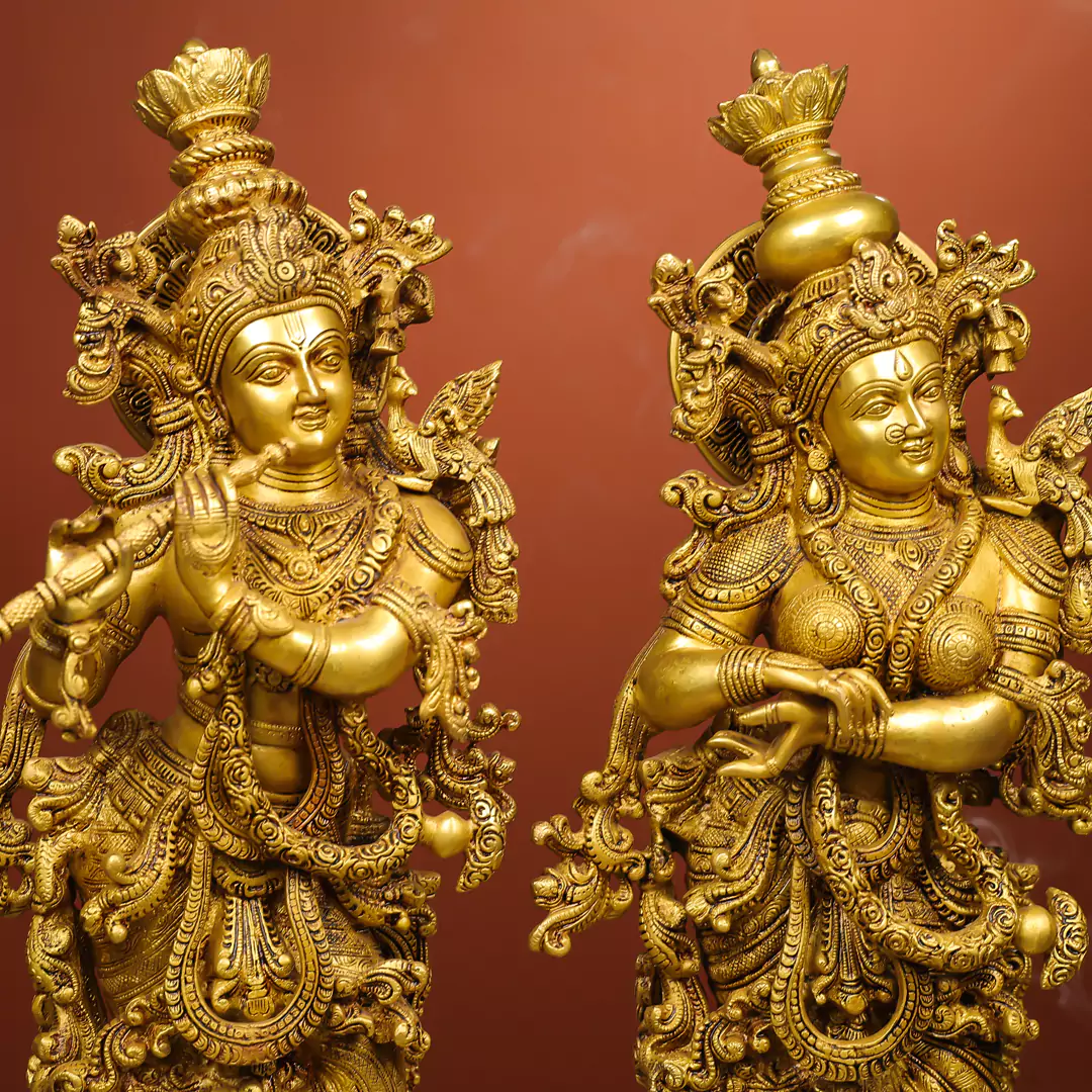 Brass Idol Of Lord Krishna And Shree Radha - Image 3