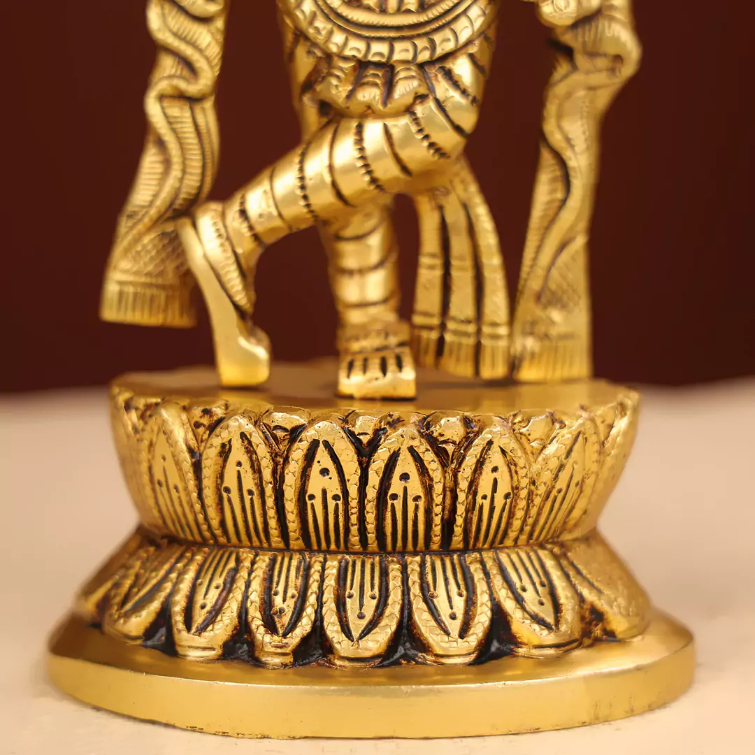 Brass Idol Of Lord Krishna On A Lotus Base - Image 5