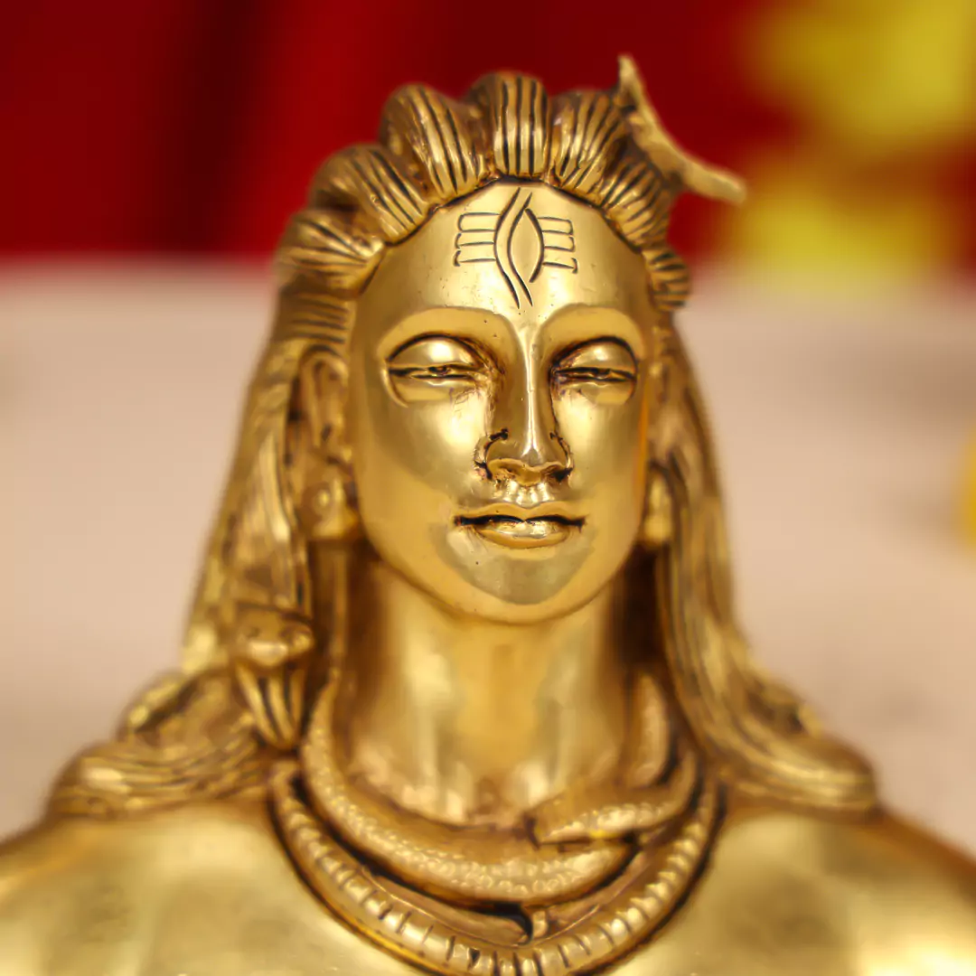 4.5" Brass Lord Adiyogi Shiva Bust W/O Base - Image 6