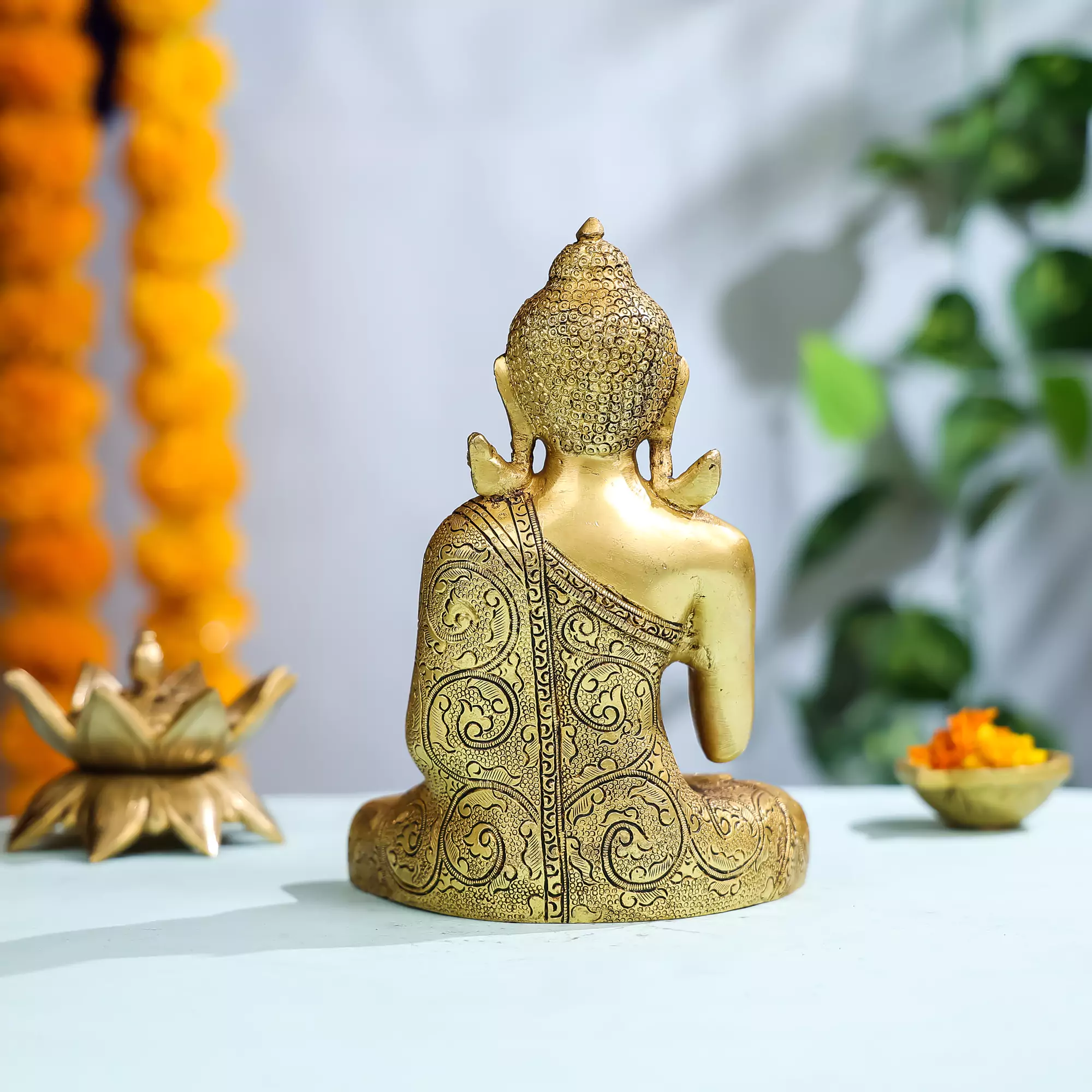 8" Brass Lord Buddha In Vitarka Mudra - Image 3