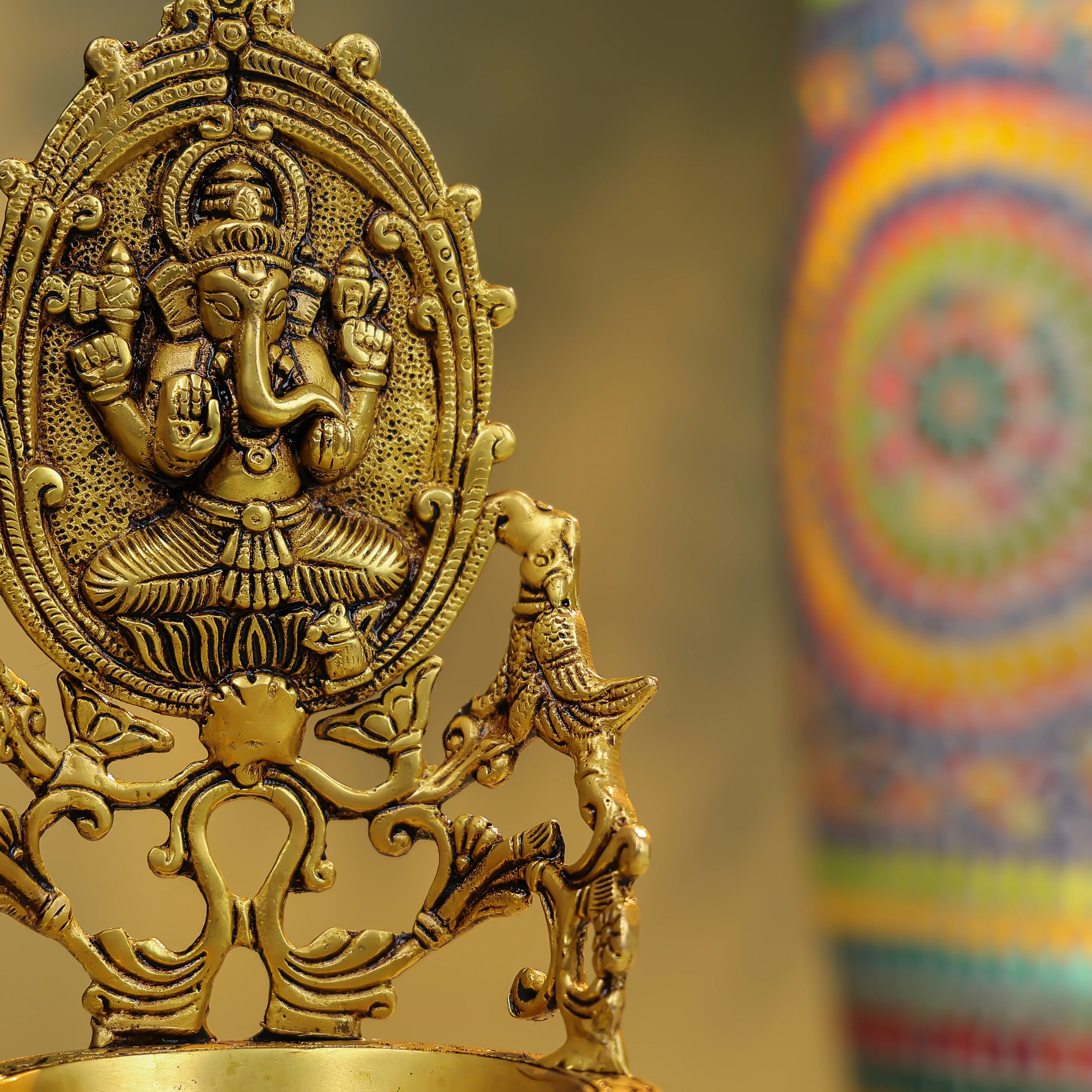 5.5" Brass Lord Ganesha Diya - Large - Image 4