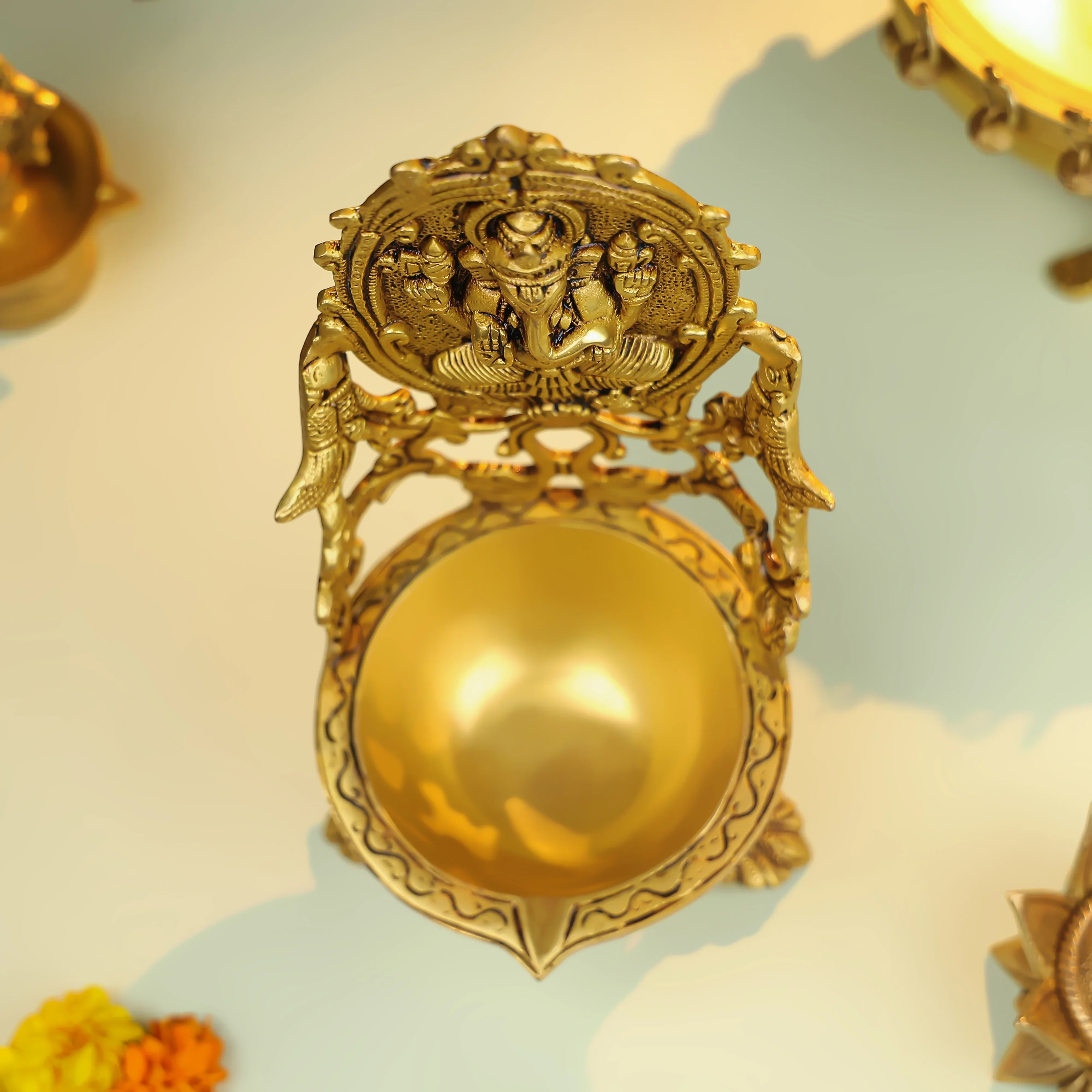 5.5" Brass Lord Ganesha Diya - Large - Image 5