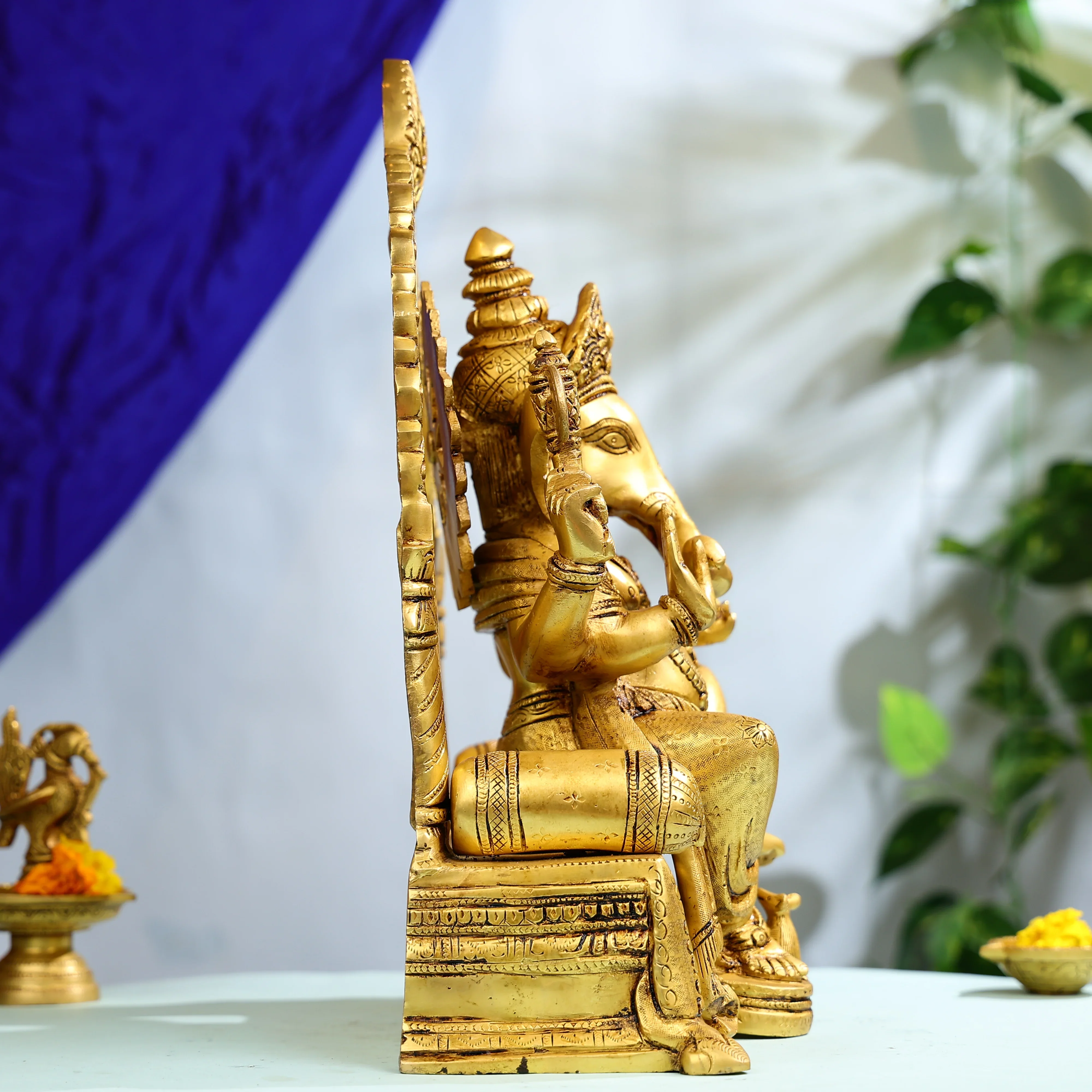 Brass Lord Ganesha On His Singhasan - Image 5