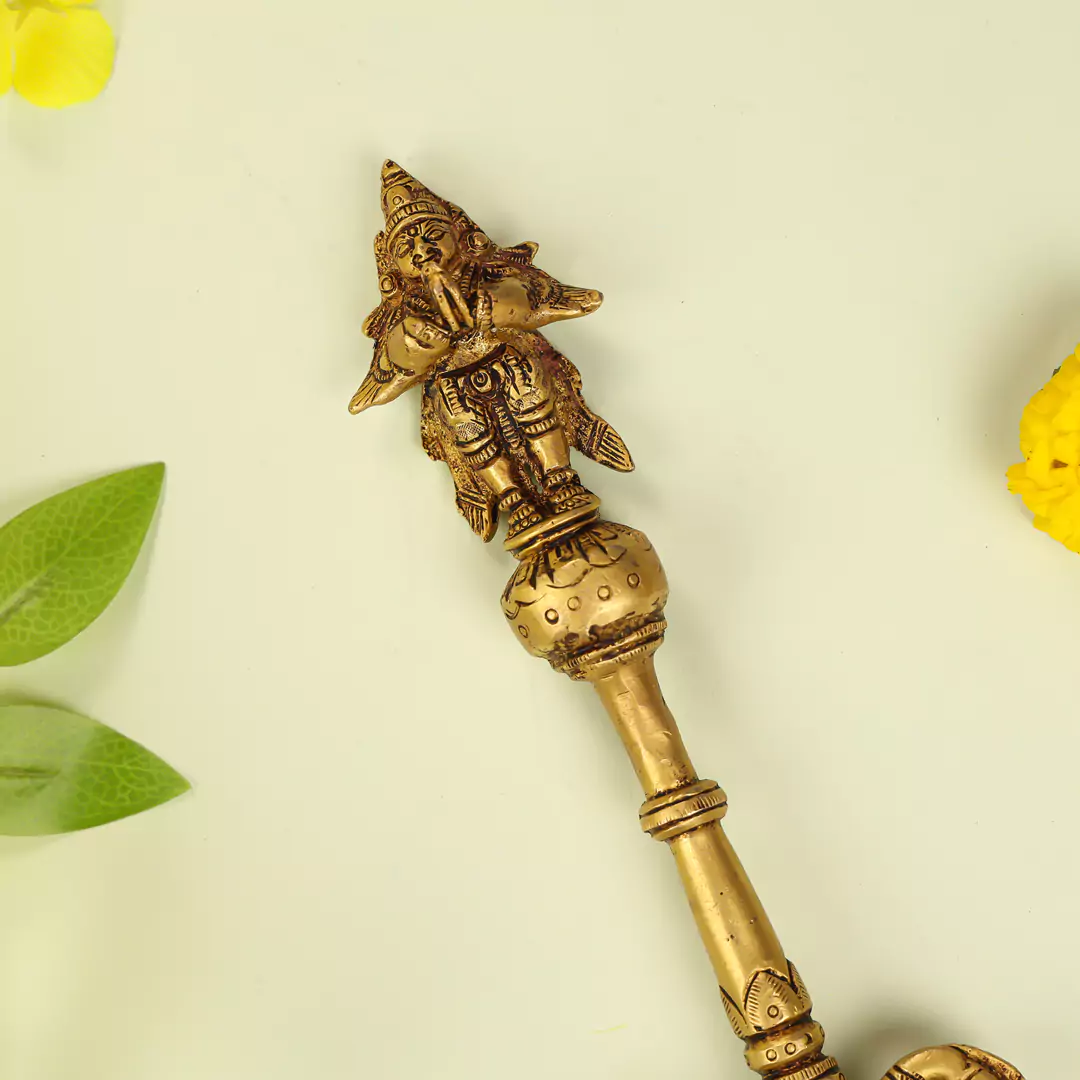 11" Brass Lord Garuda Pooja Hawan Spoon - Image 5