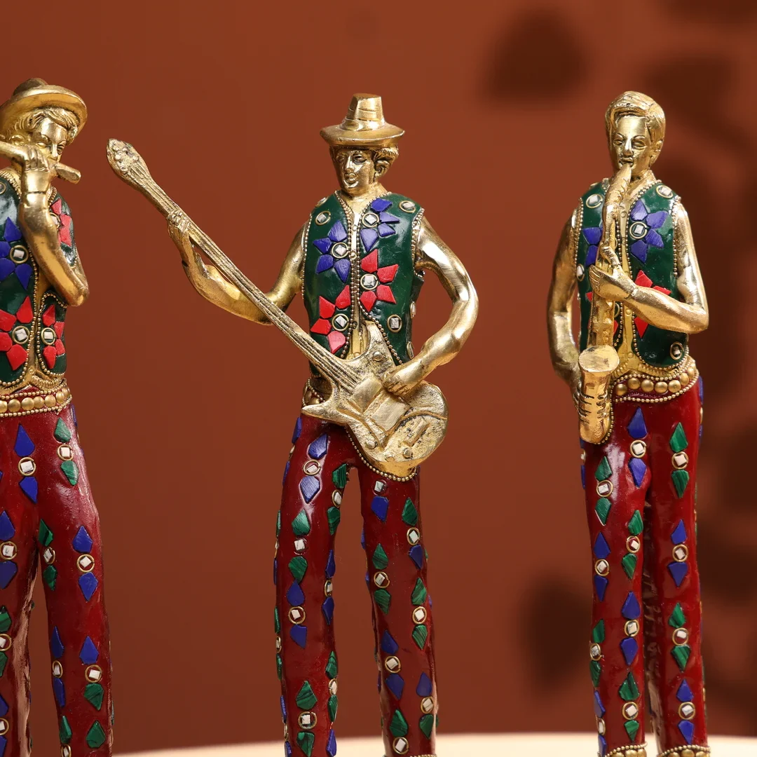 Brass Musicians With Stone Work set of Five - Image 2