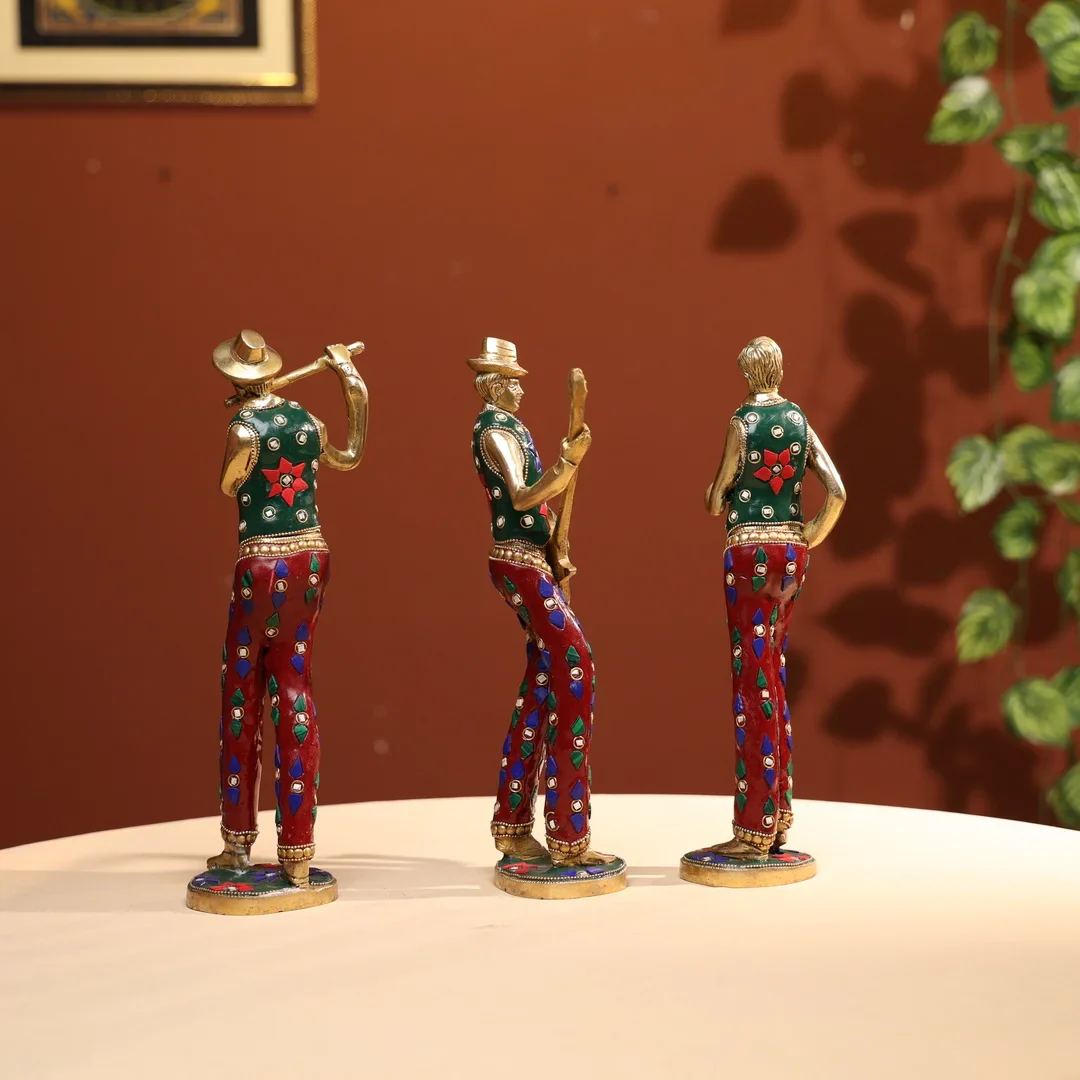 Brass Musicians With Stone Work set of Five - Image 4