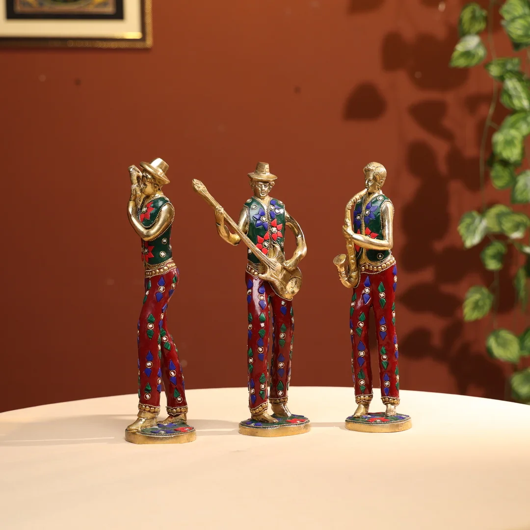 Brass Musicians With Stone Work set of Five - Image 5
