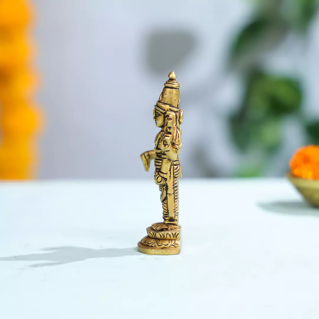 4.5" Brass Superfine Lord Vishnu Idol - Image 3