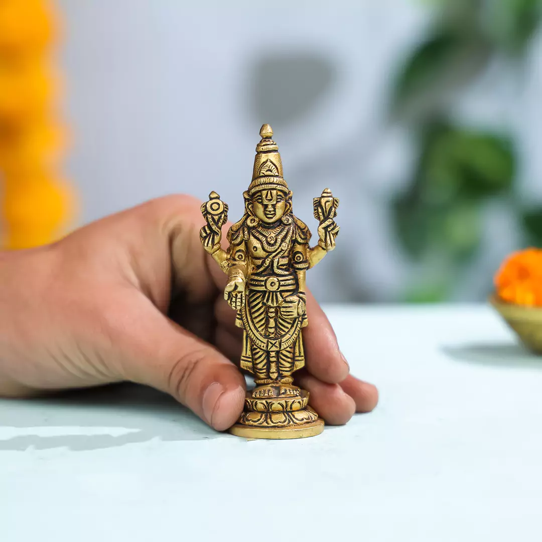 4.5" Brass Superfine Lord Vishnu Idol - Image 4