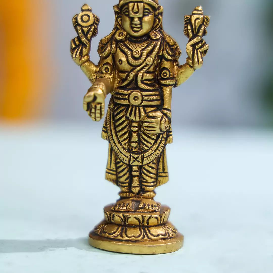 4.5" Brass Superfine Lord Vishnu Idol - Image 5