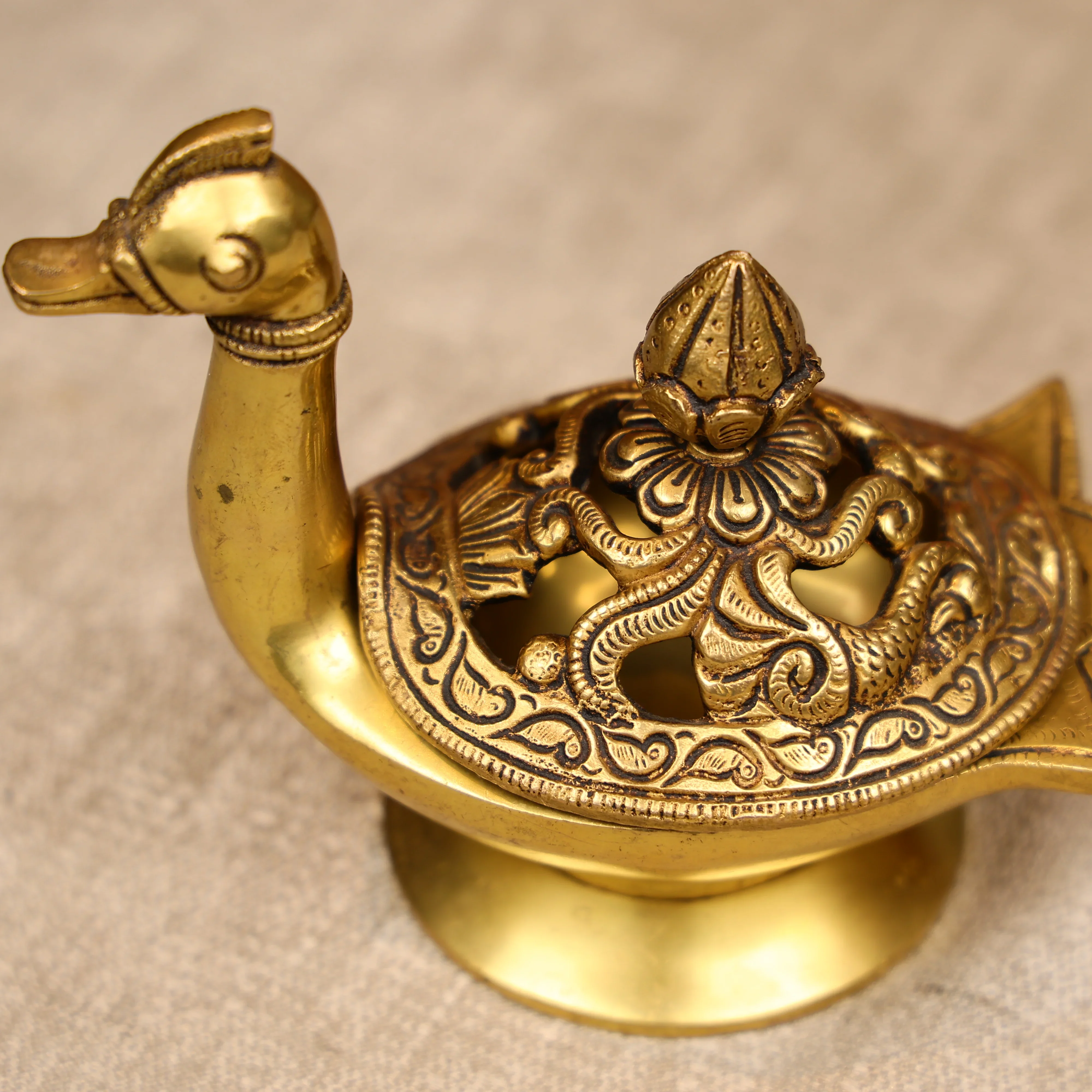 Brass Duck-Shaped Dhoop Dani | Loban Lamp - Image 4