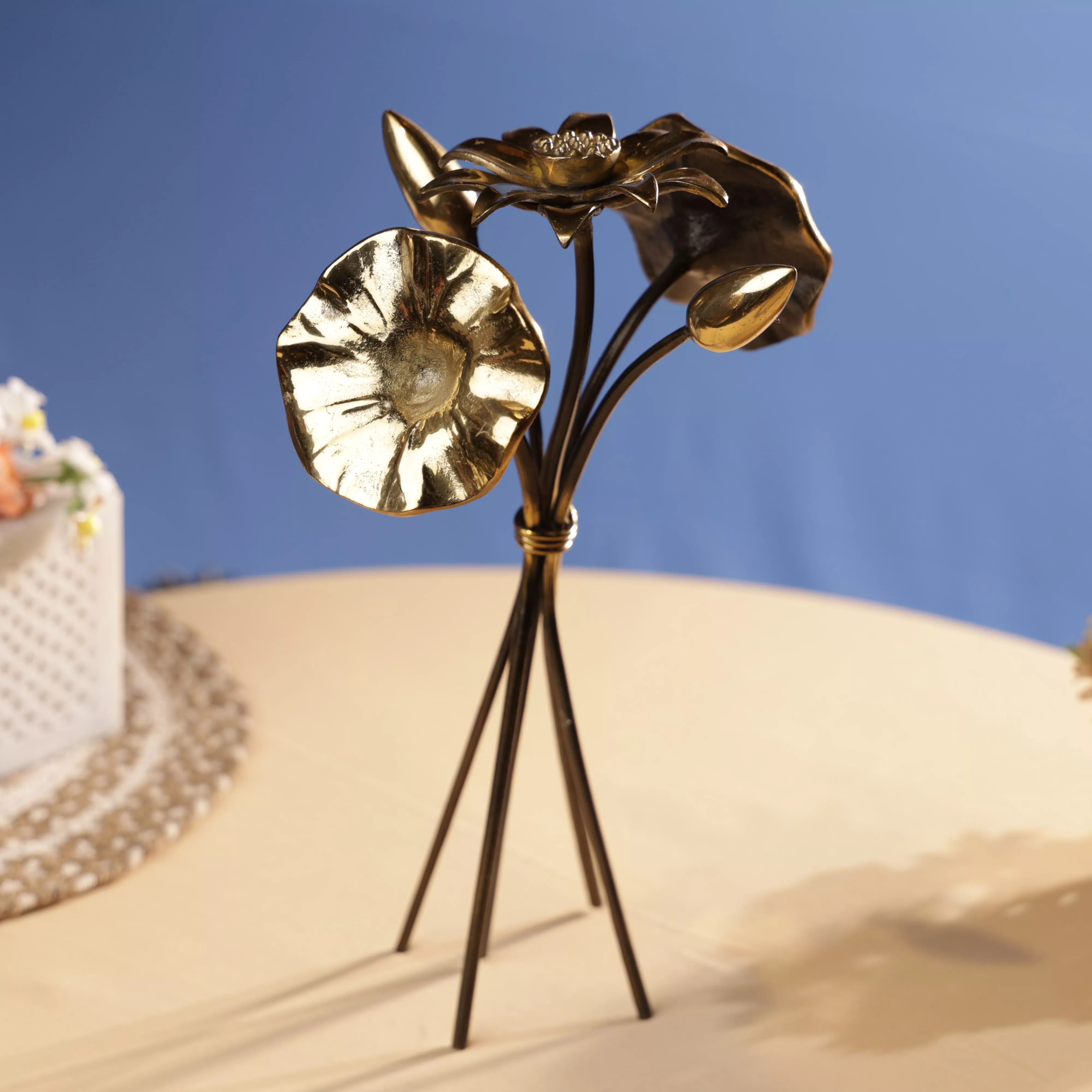 Brass Tulip & Sunflower Bouqet Table Decor - Image 4