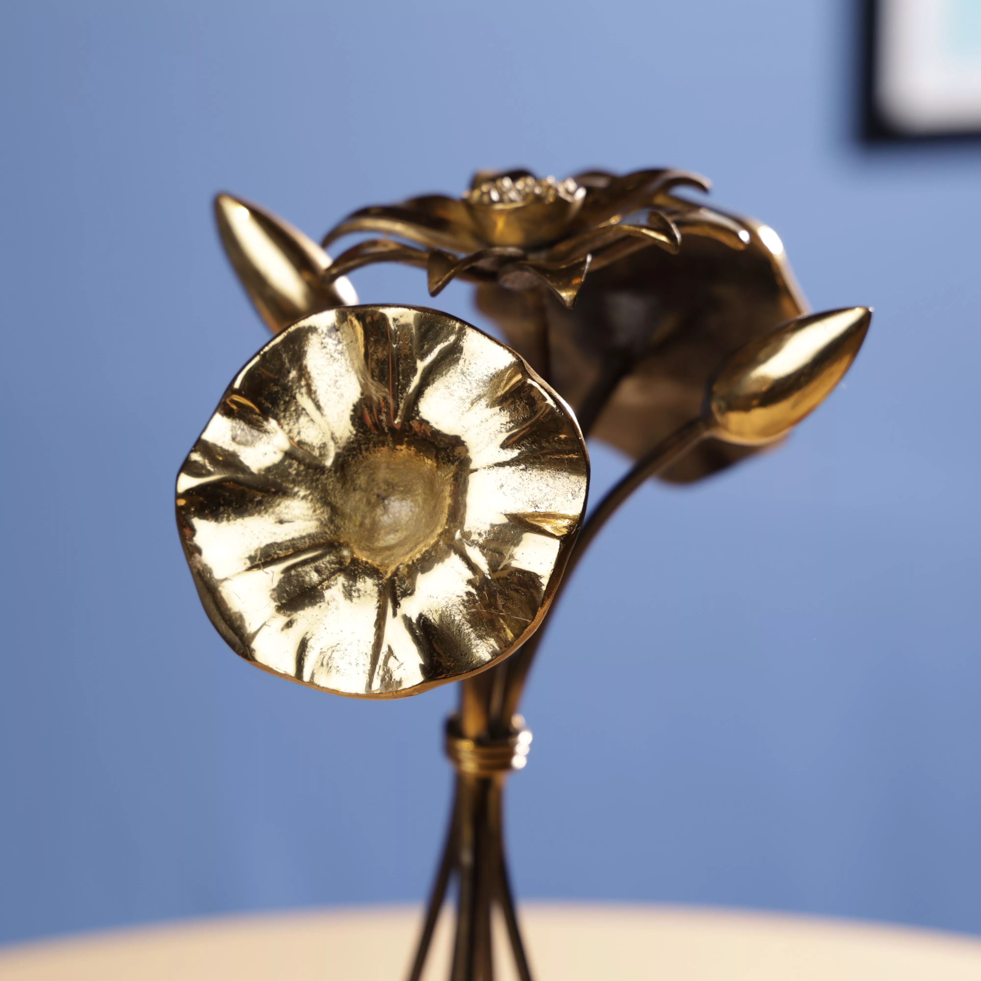 Brass Tulip & Sunflower Bouqet Table Decor - Image 5
