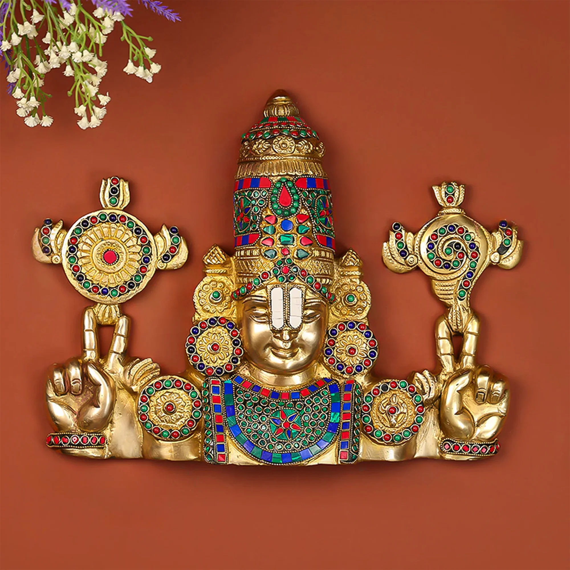 Brass Wall Art Of Lord Venkateshwara (Tirupati Balaji) - Image 3