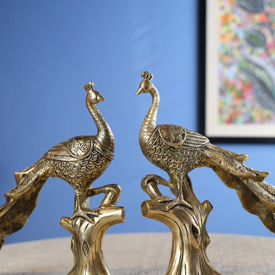 Brass White Antique Peacock