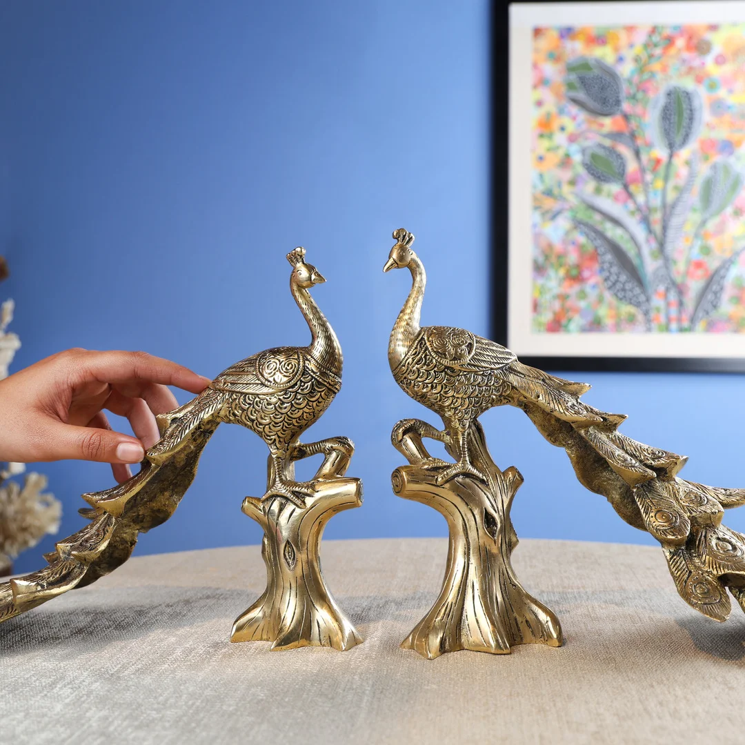 Brass White Antique Peacock - Image 3
