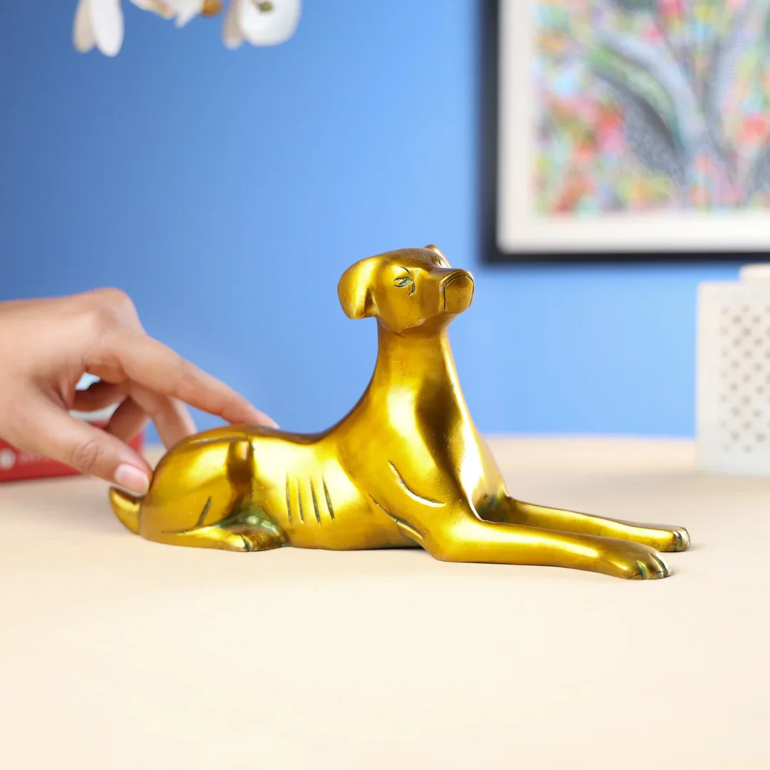 Brass Yellow Antique Dog - Image 5